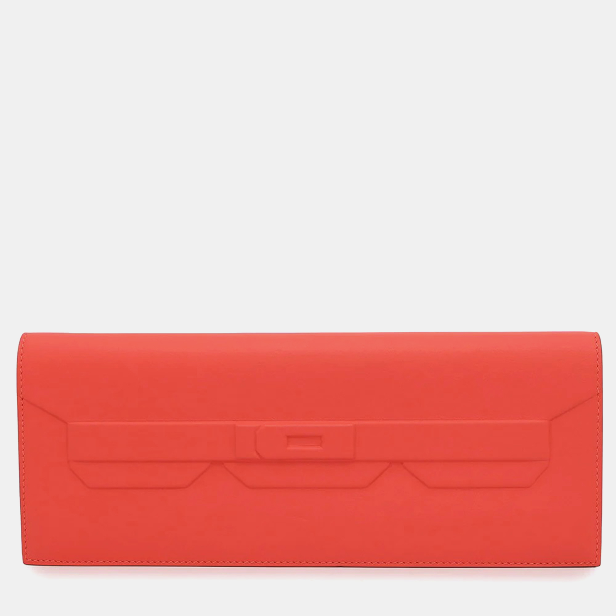 

Hermes Shadow Birkin Rouge Pivoine Swift Leather Clutch, Red