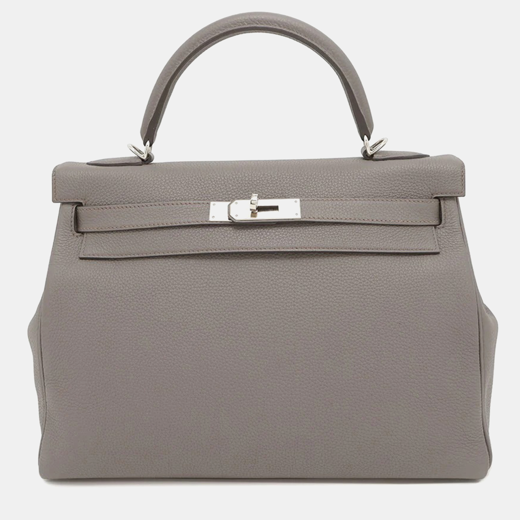 

Hermes Kelly Retourne 32 Etain Taurillon Clemence Handbag, Grey