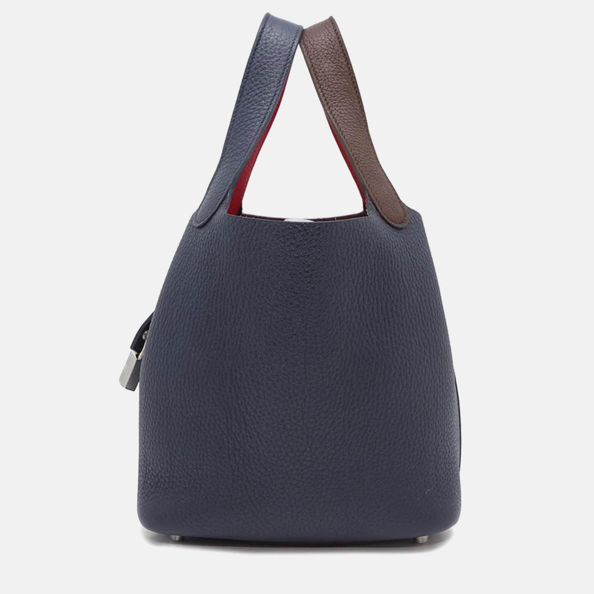 

Hermes Picotin Lock Casaque II 18 Blue Nuit Rouge Sellier Framboise Taurillon Clemence Bucket Bag