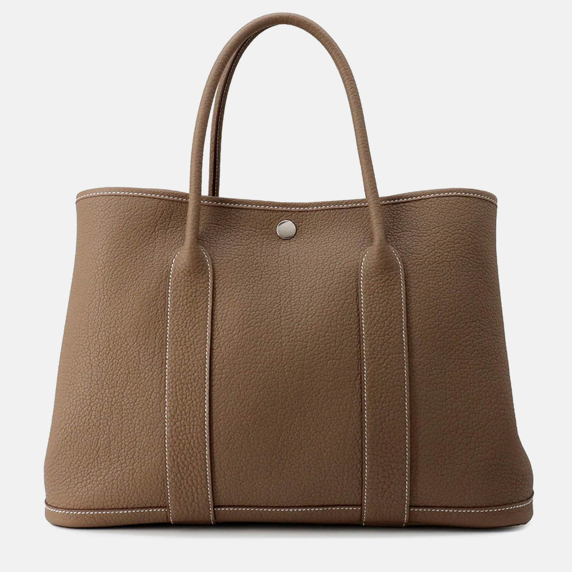 

Hermes Garden Party 30 Etoupe Negonda Leather Tote Bag, Beige