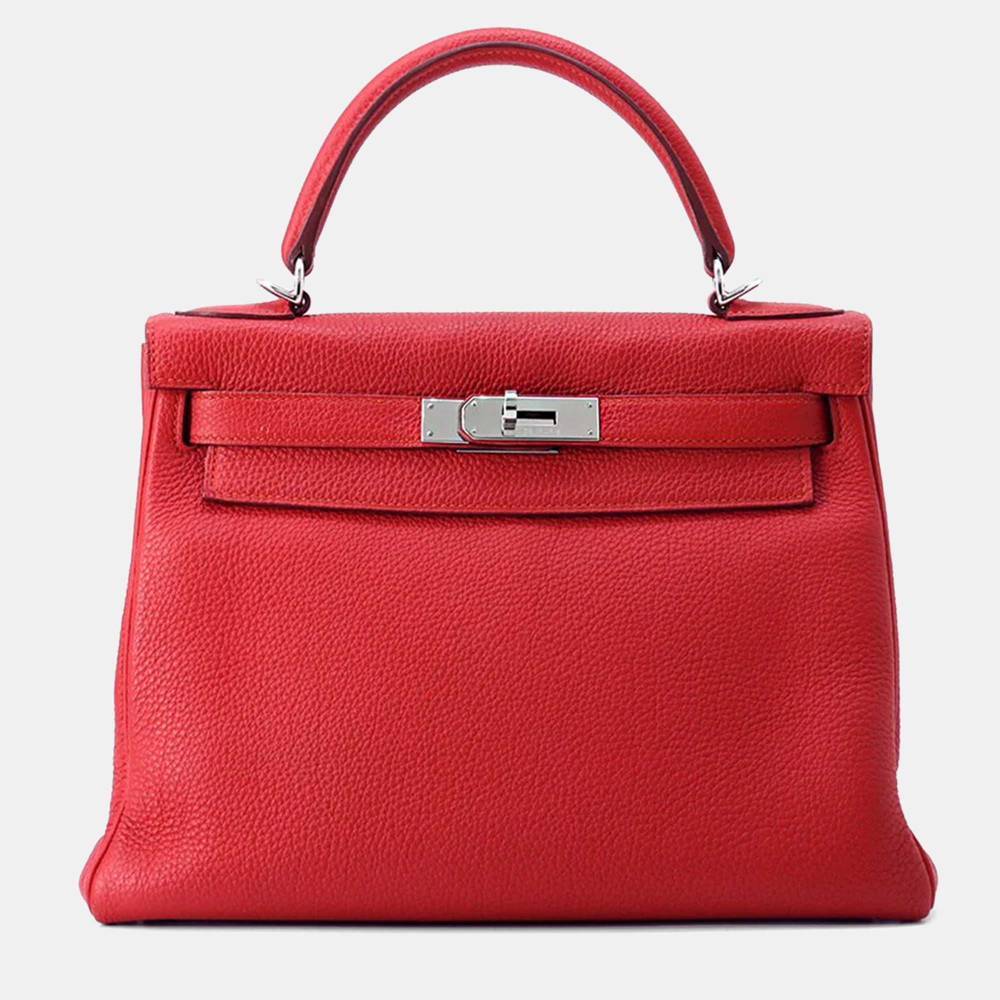 

Hermes Kelly Retourne 28 Rouge Casaque Togo Leather Handbag, Red