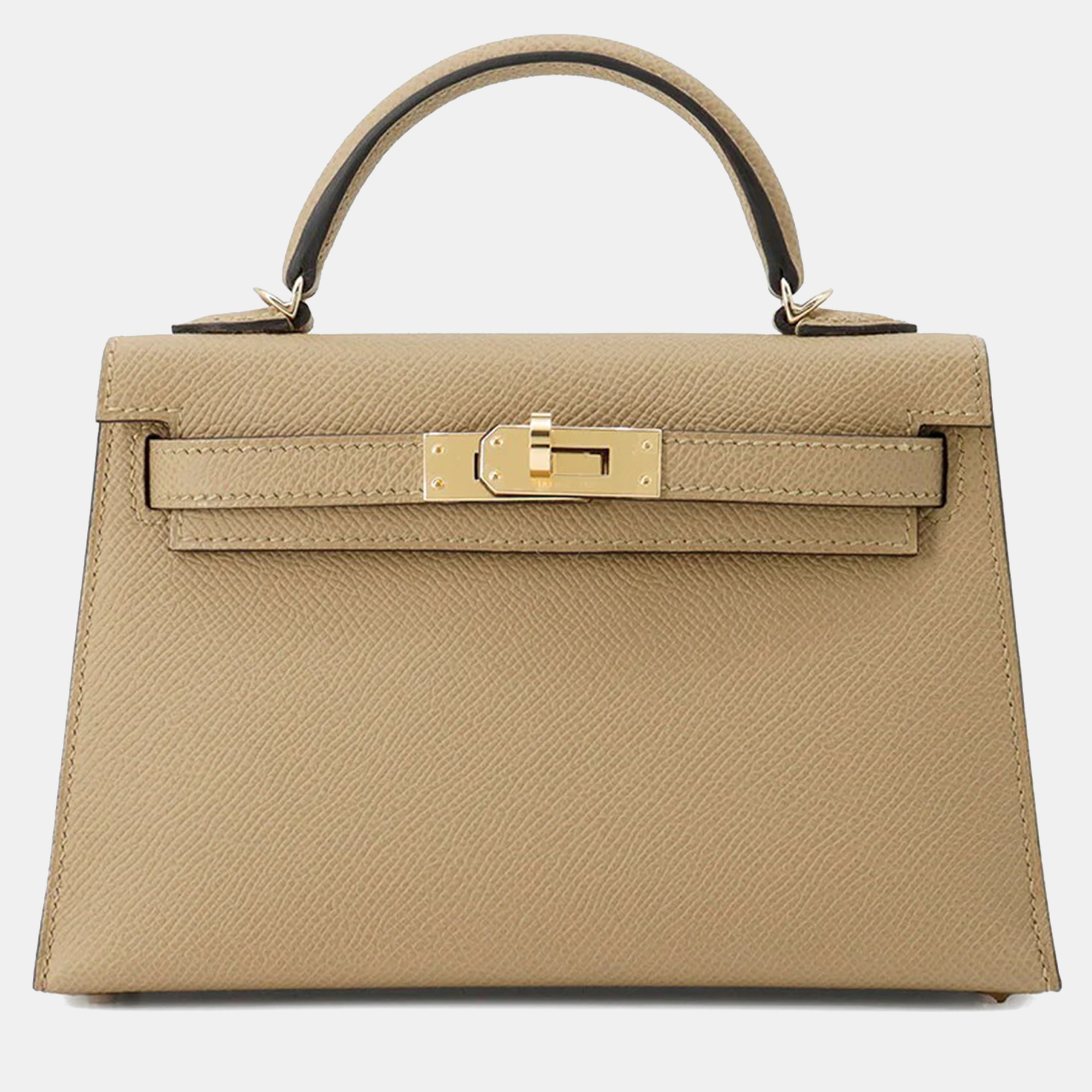 

Hermes Mini Kelly II Poussiere Leather Epsom Handbag, Beige