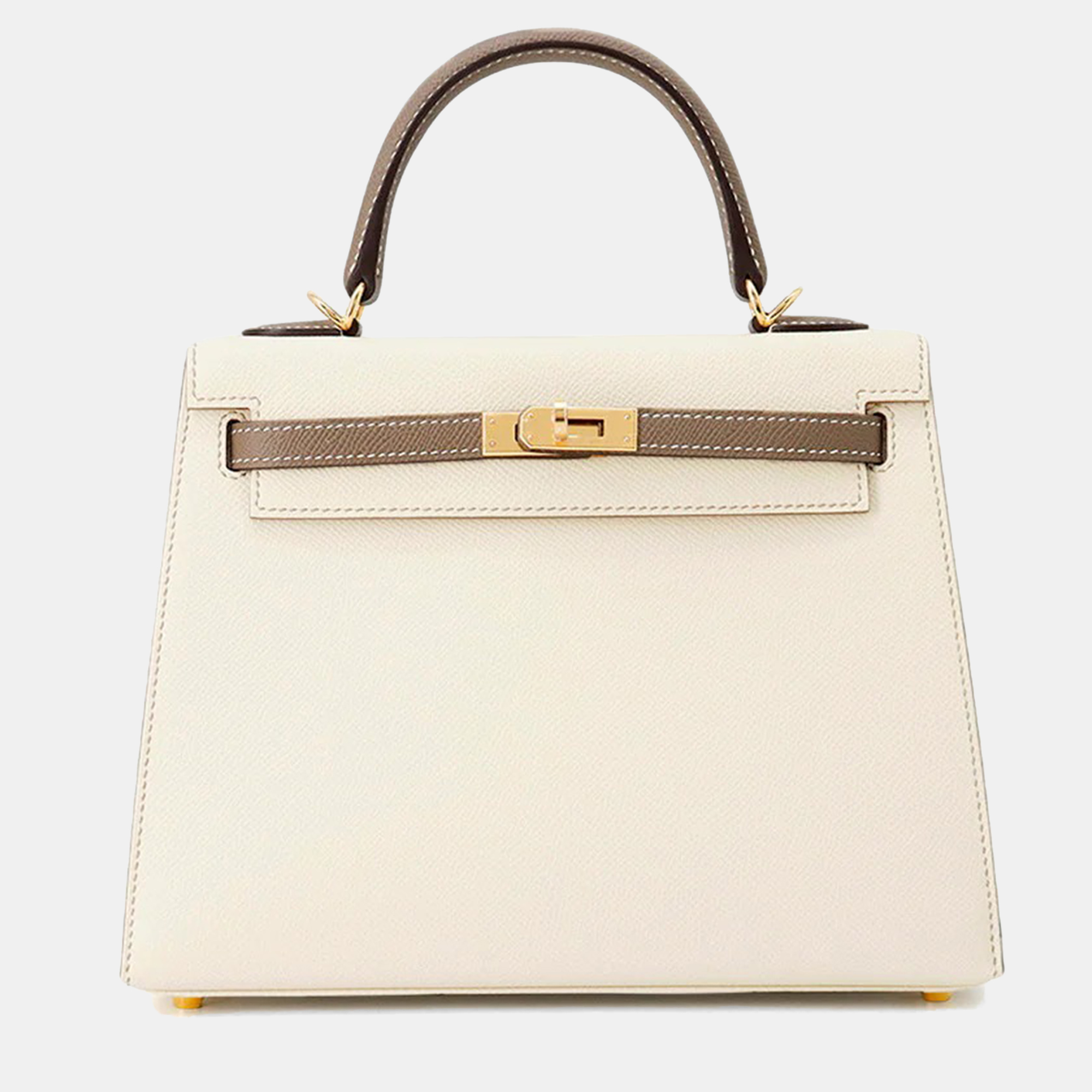 

Hermes Kelly Sellier Spo 25 Craie/Etoupe Epsom Handbag, Cream