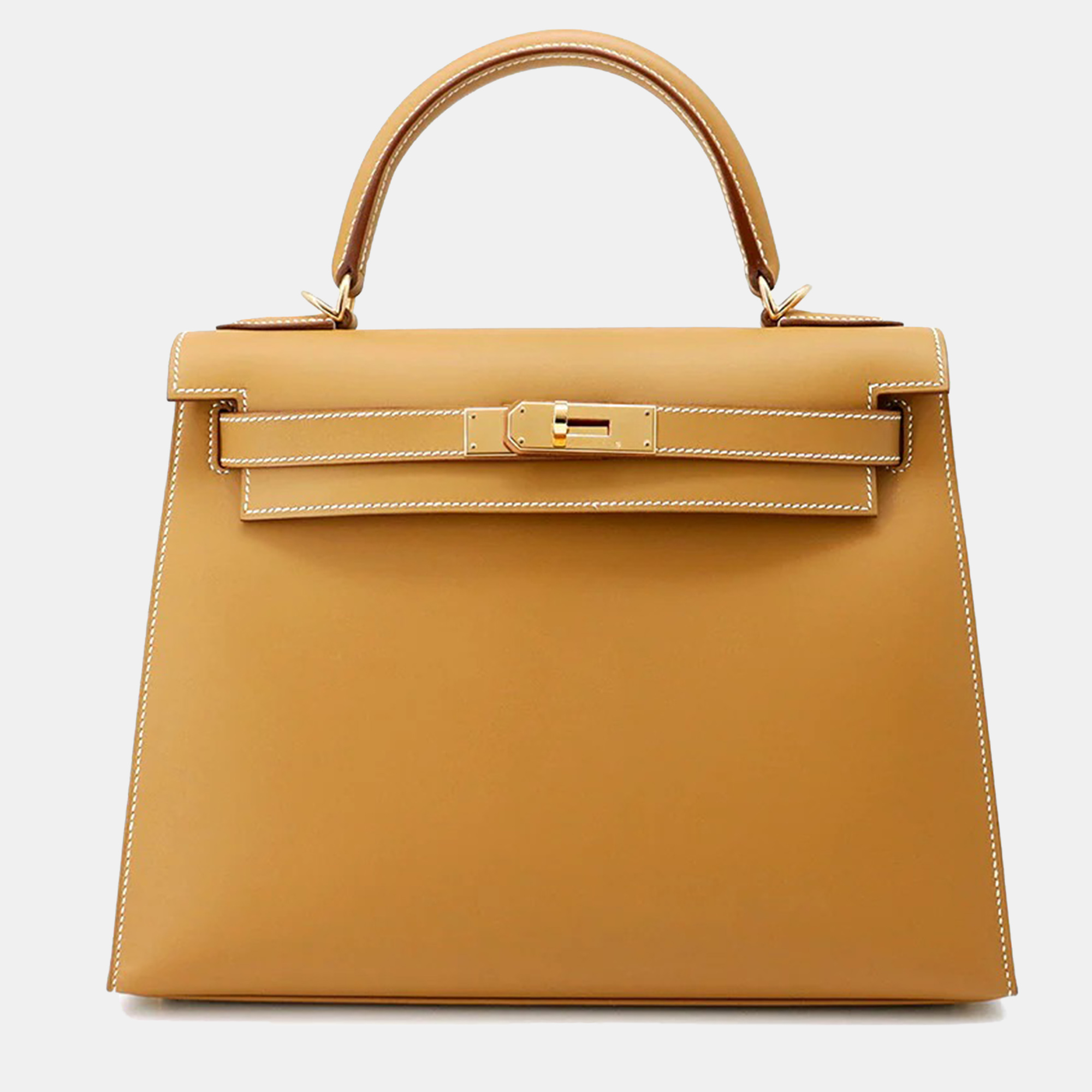 

Hermes Kelly Sellier 28 Natural Chamonix Leather Handbag, Brown