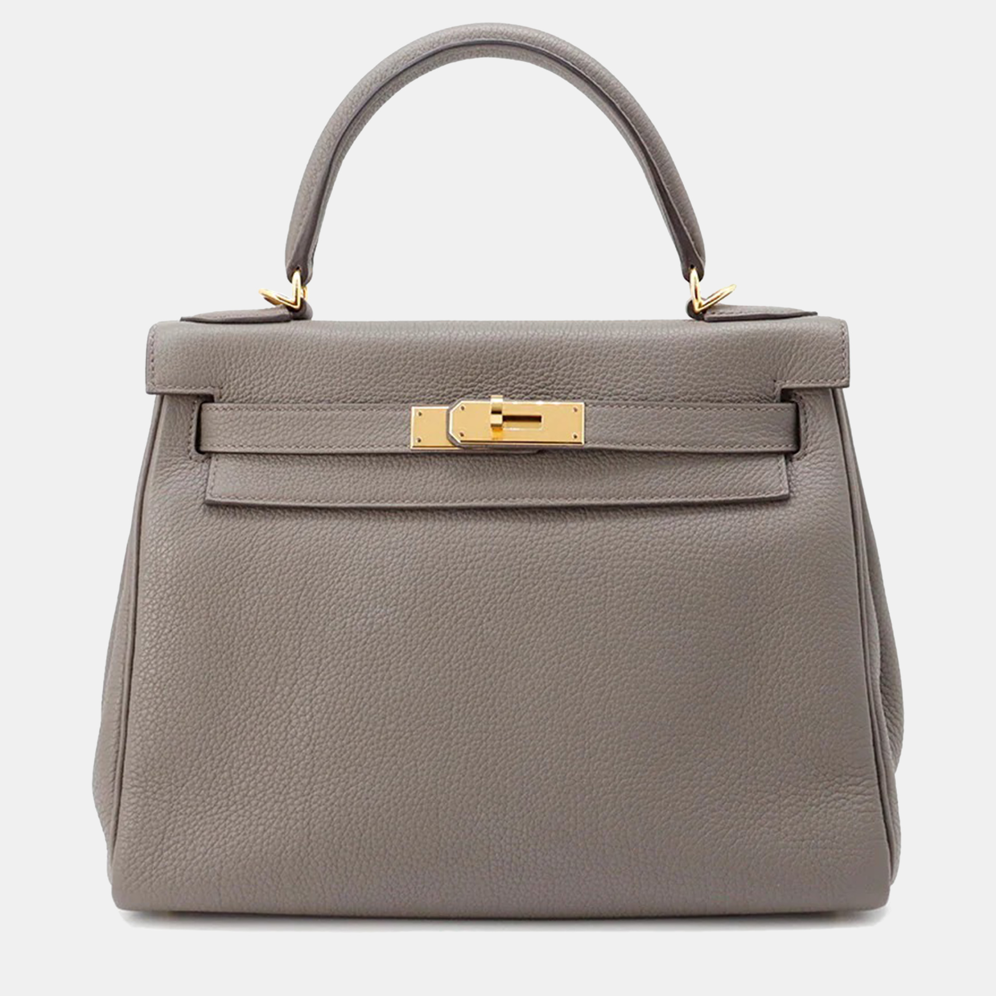

Hermes Kelly Retourne 28 Etain Togo Leather Handbag, Grey