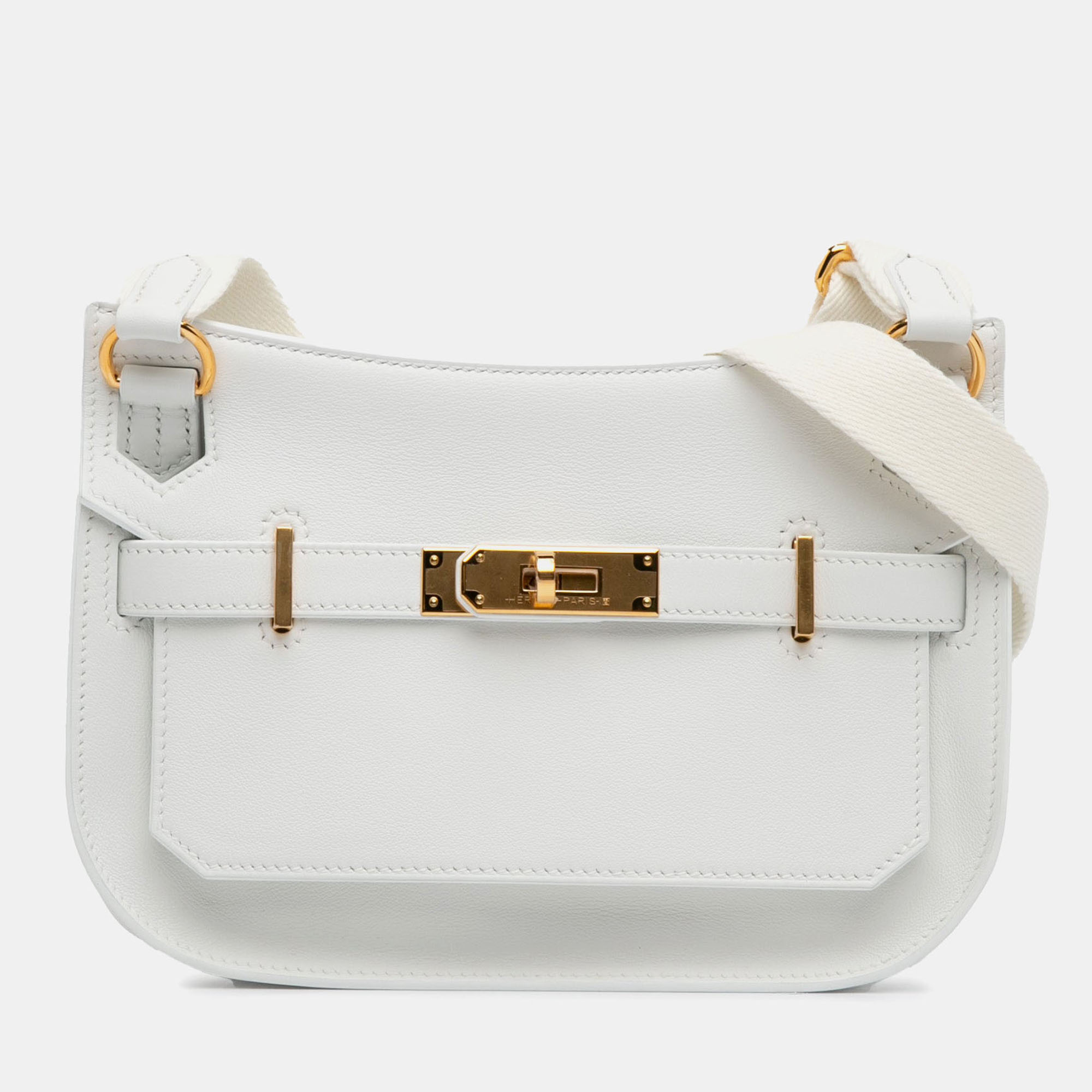 

Hermes Mini Jypsiere White Evercolor Leather Crossbody Bag