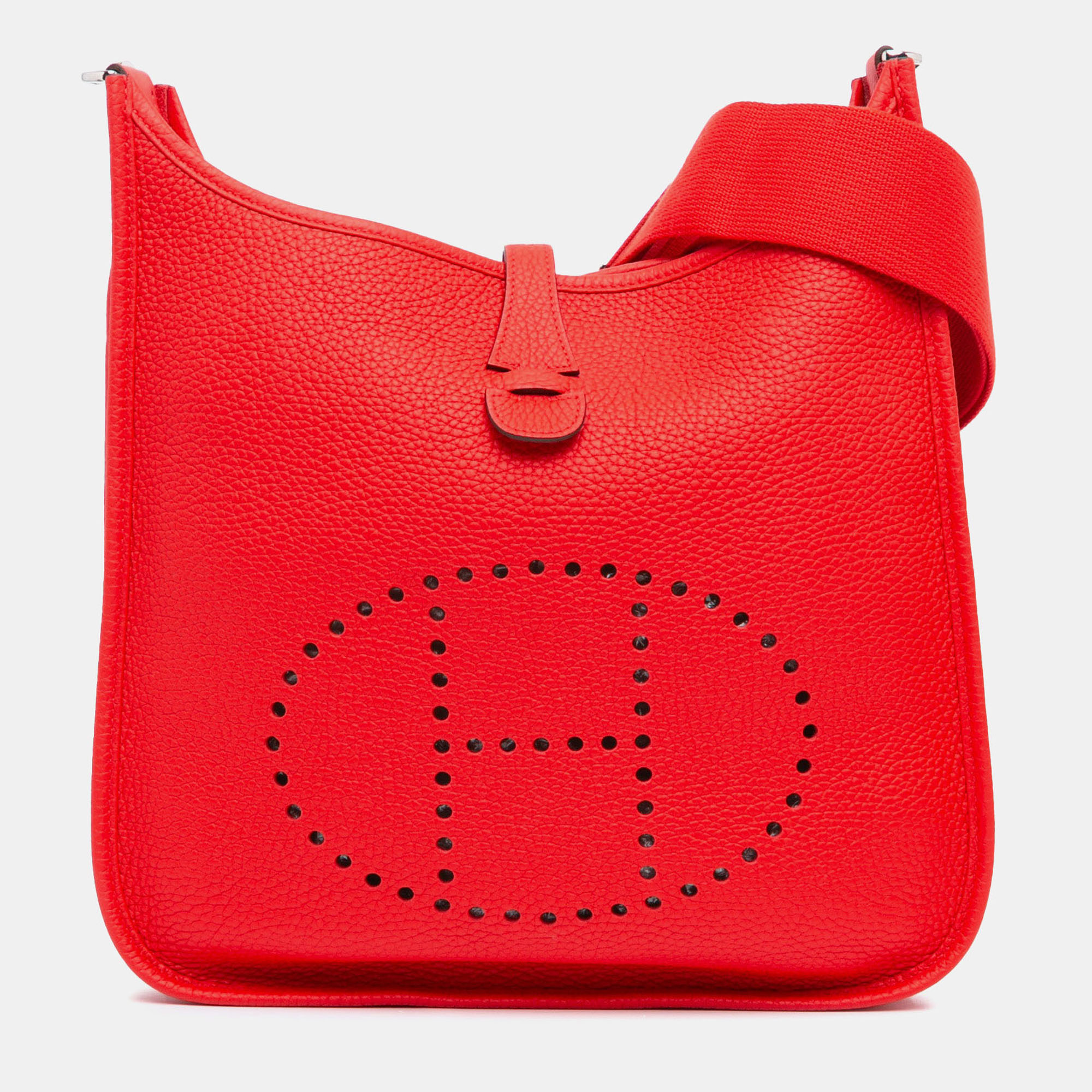 

Hermes Evelyne III PM 29 Clemence Leather Crossbody Bag, Red