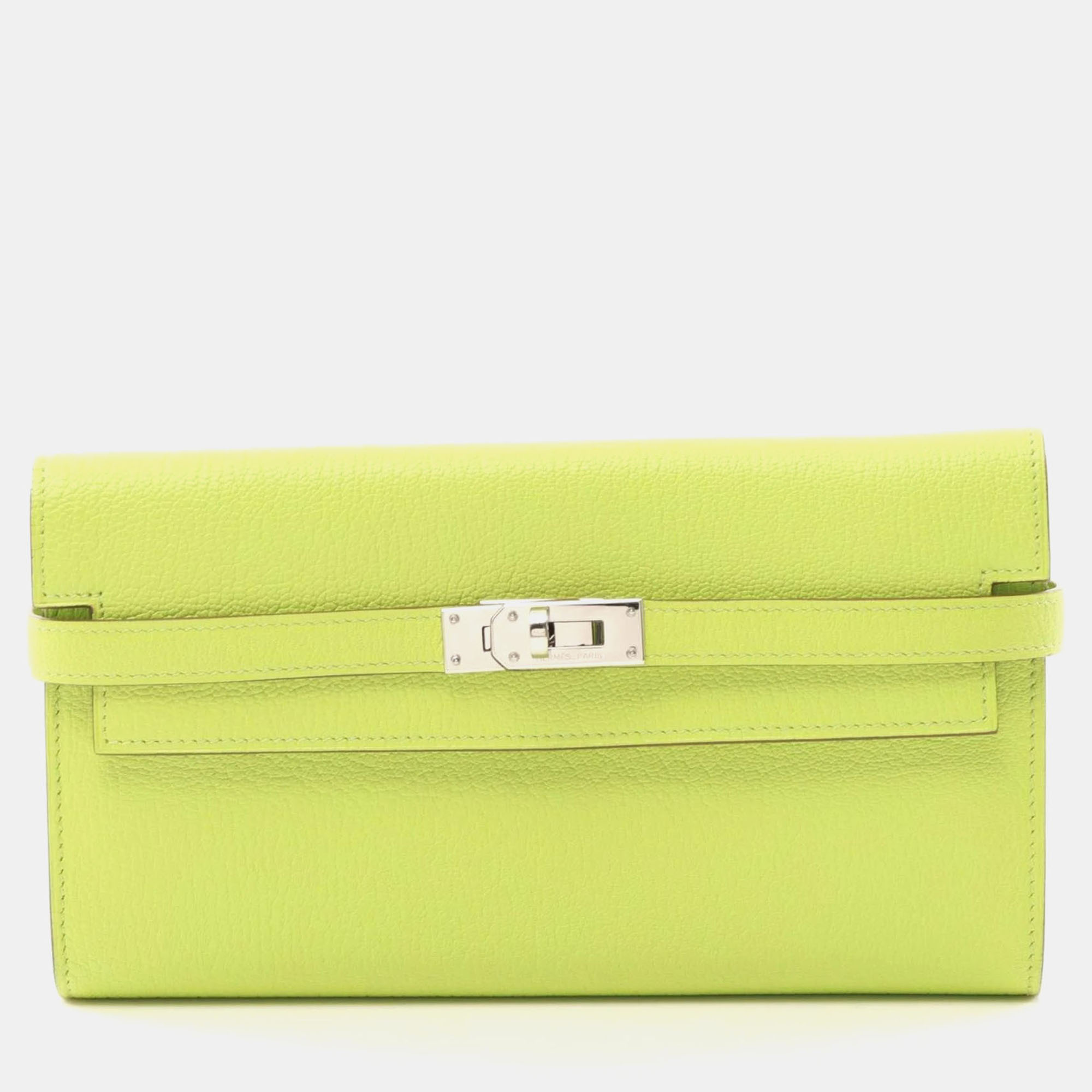 

Hermes Hermes Kelly Wallet Tri-Fold Long Leather Chevre Green