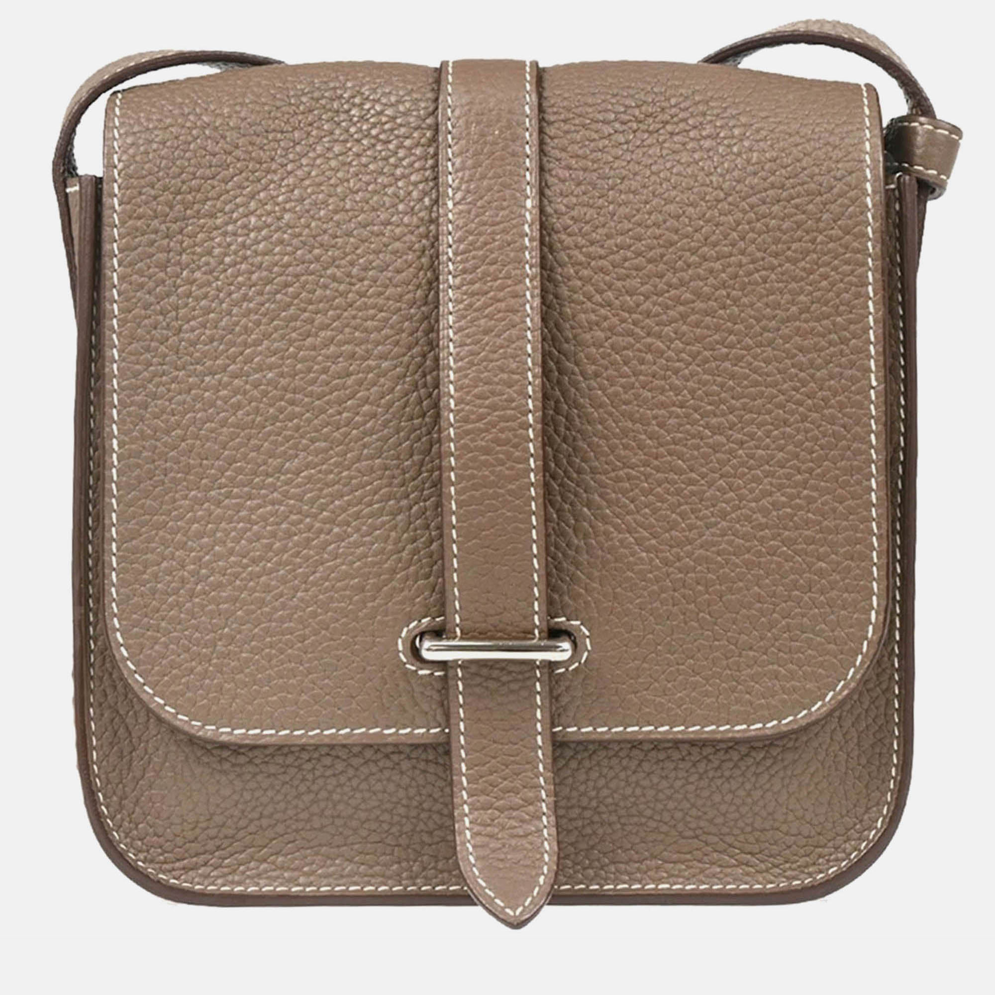 

Hermes Pochette Steve Etoupe Taurillon Clemence Shoulder Bag, Brown