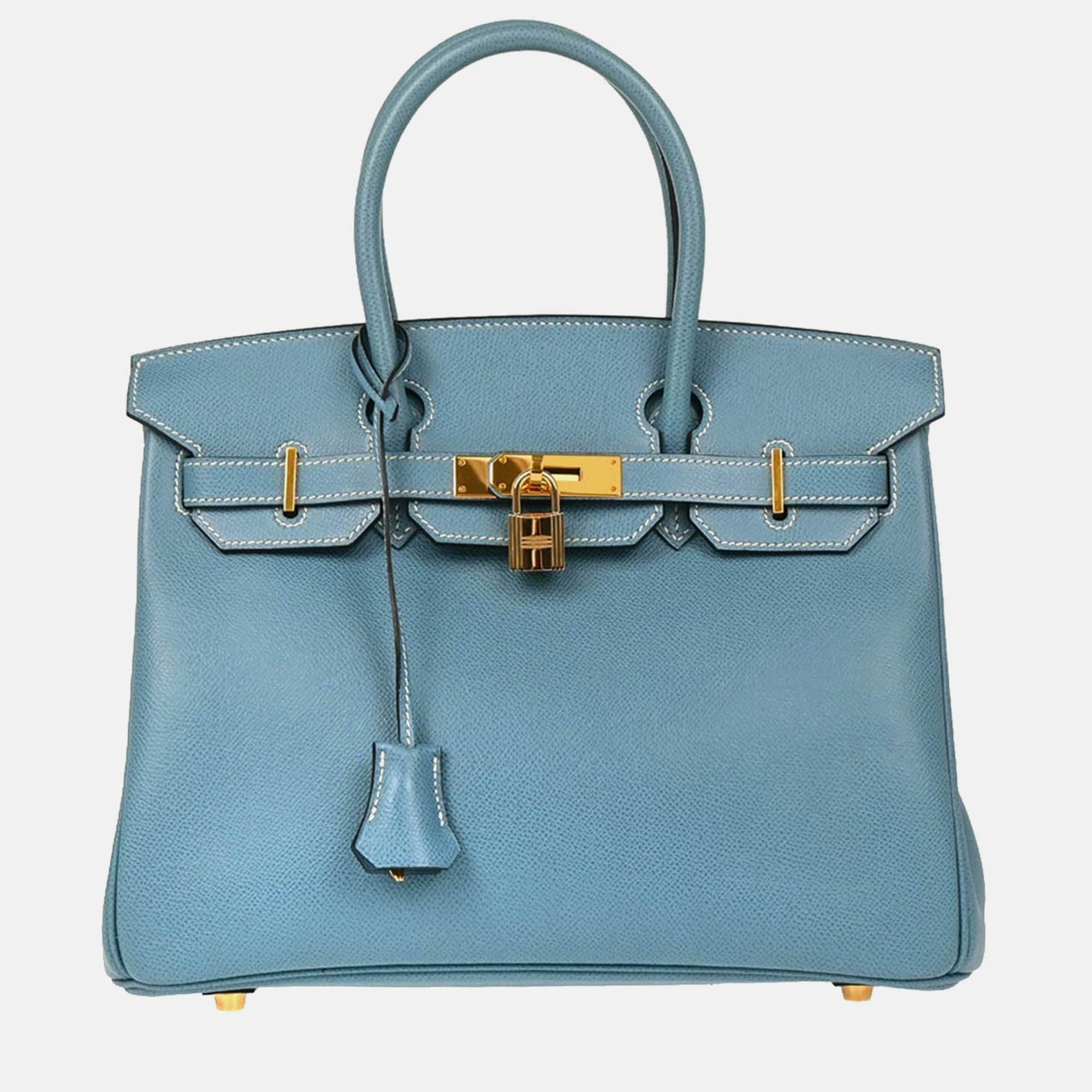 

Hermes Birkin 30 Blue Jean Epsom Handbag