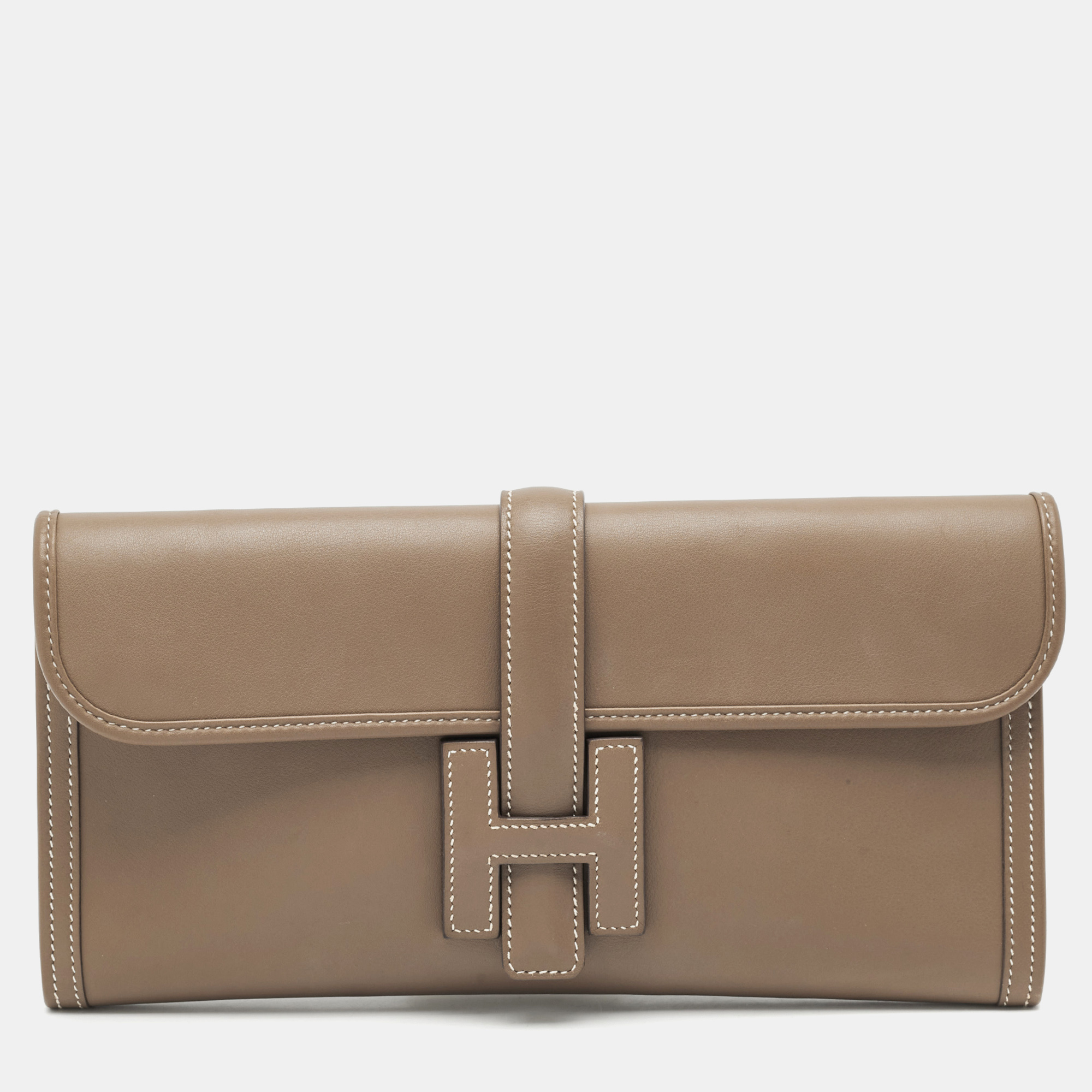 

Hermès Etoupe Swift Leather Elan Jige 29 Clutch, Grey