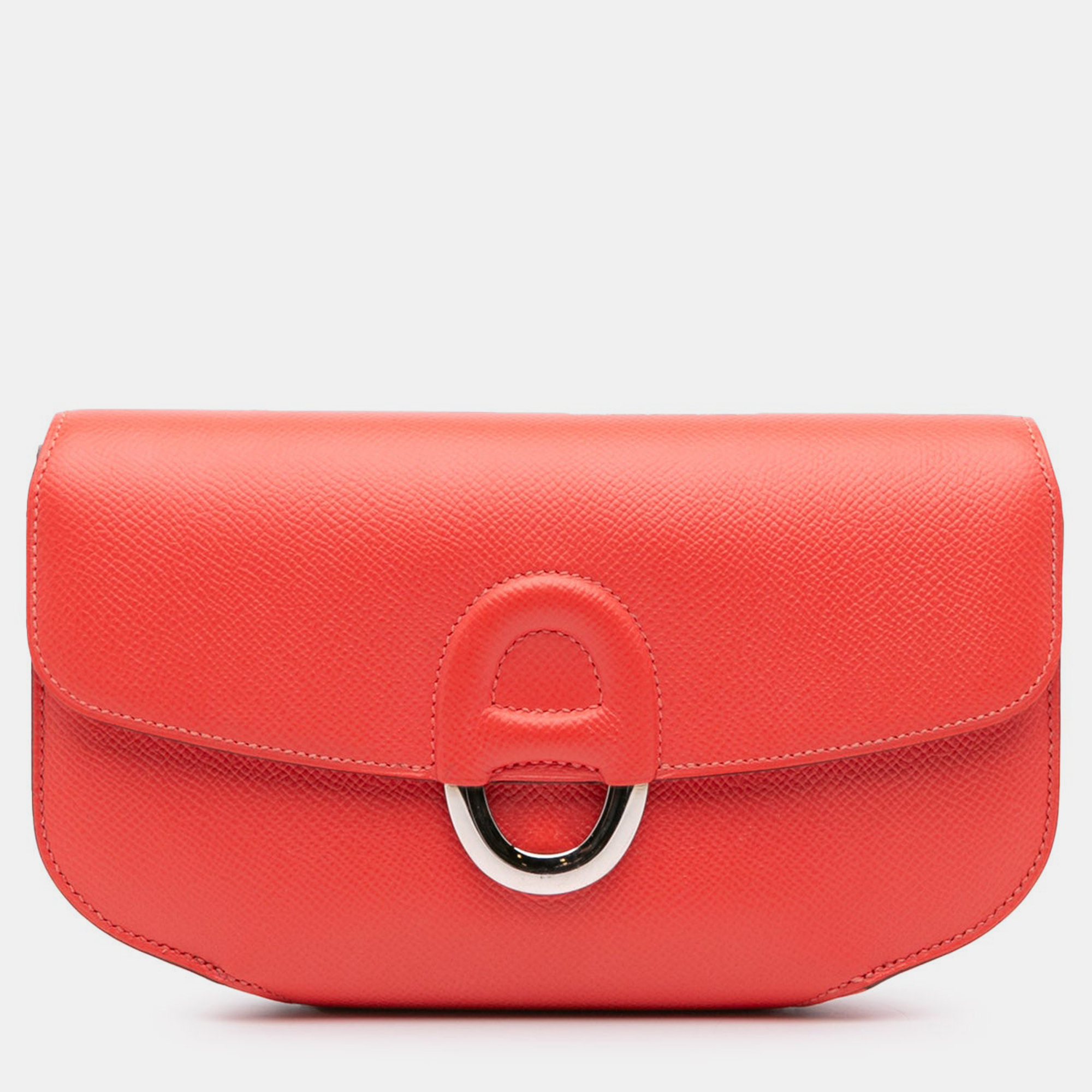 Pre-owned Hermes Cherche Midi 22 Red Epsom Leather Clutch Bag