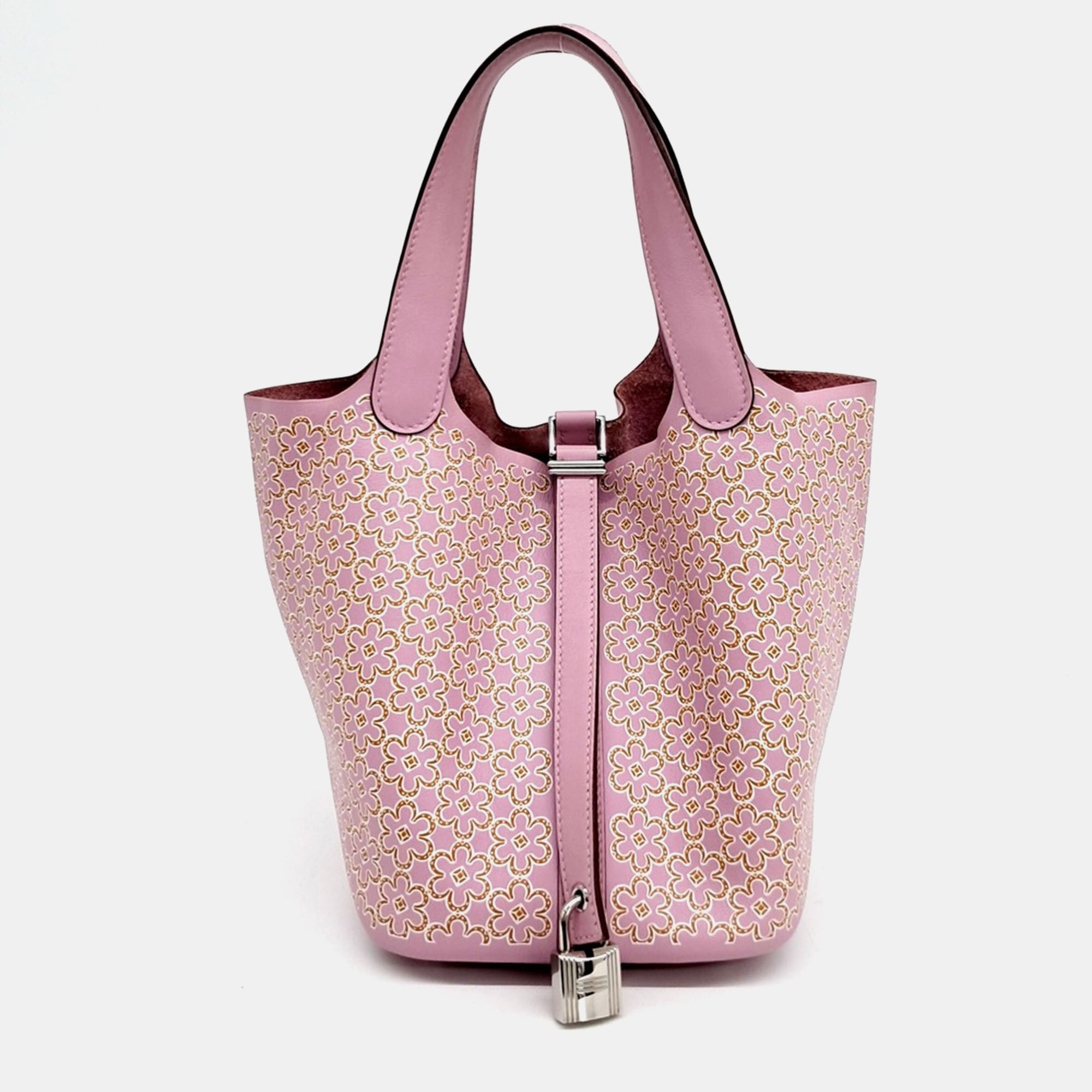 

Hermes Pink Leather Lucky Daisy Lock Picotin 18 bag