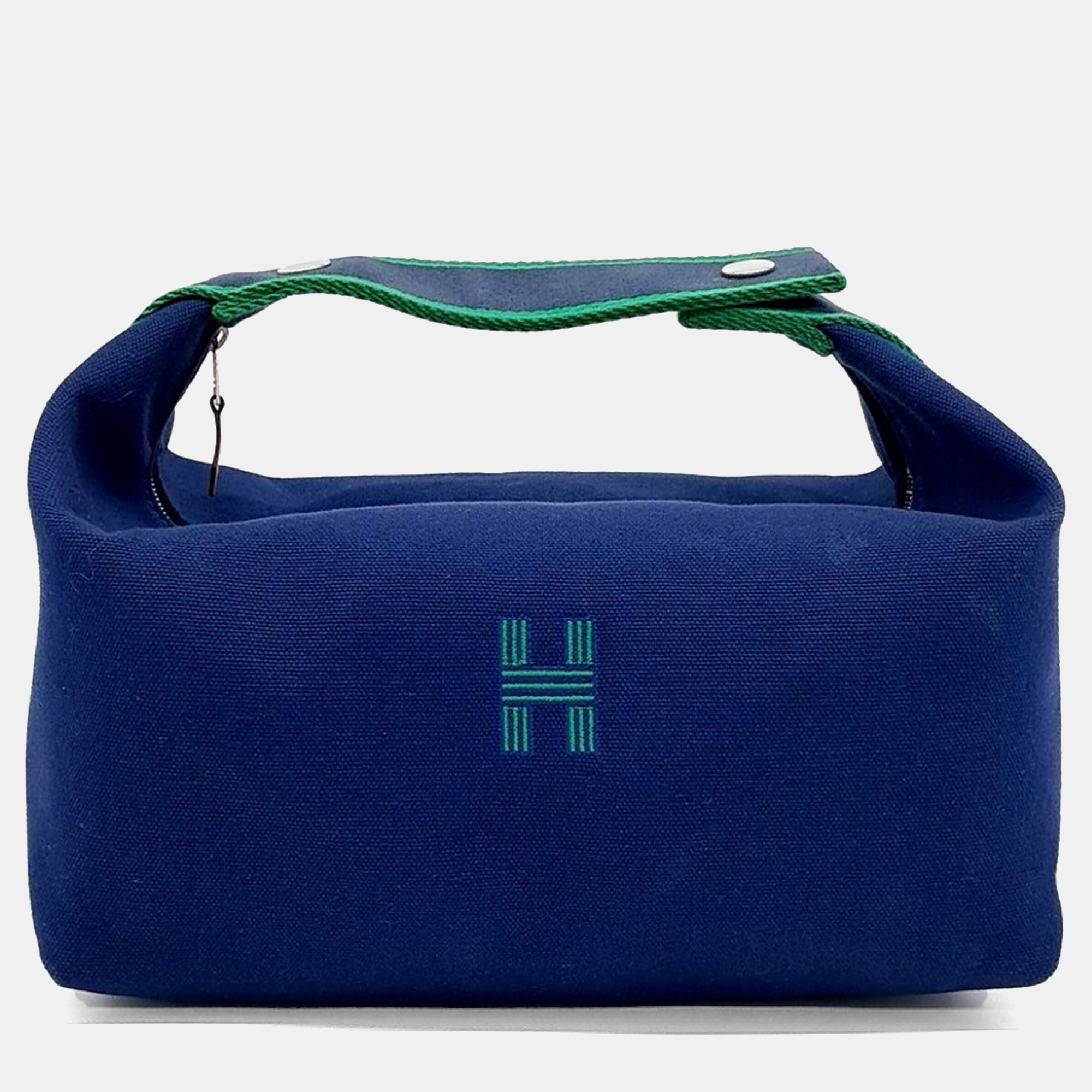 Pre-owned Hermes Breathe-a-brack Blue Canvas Case