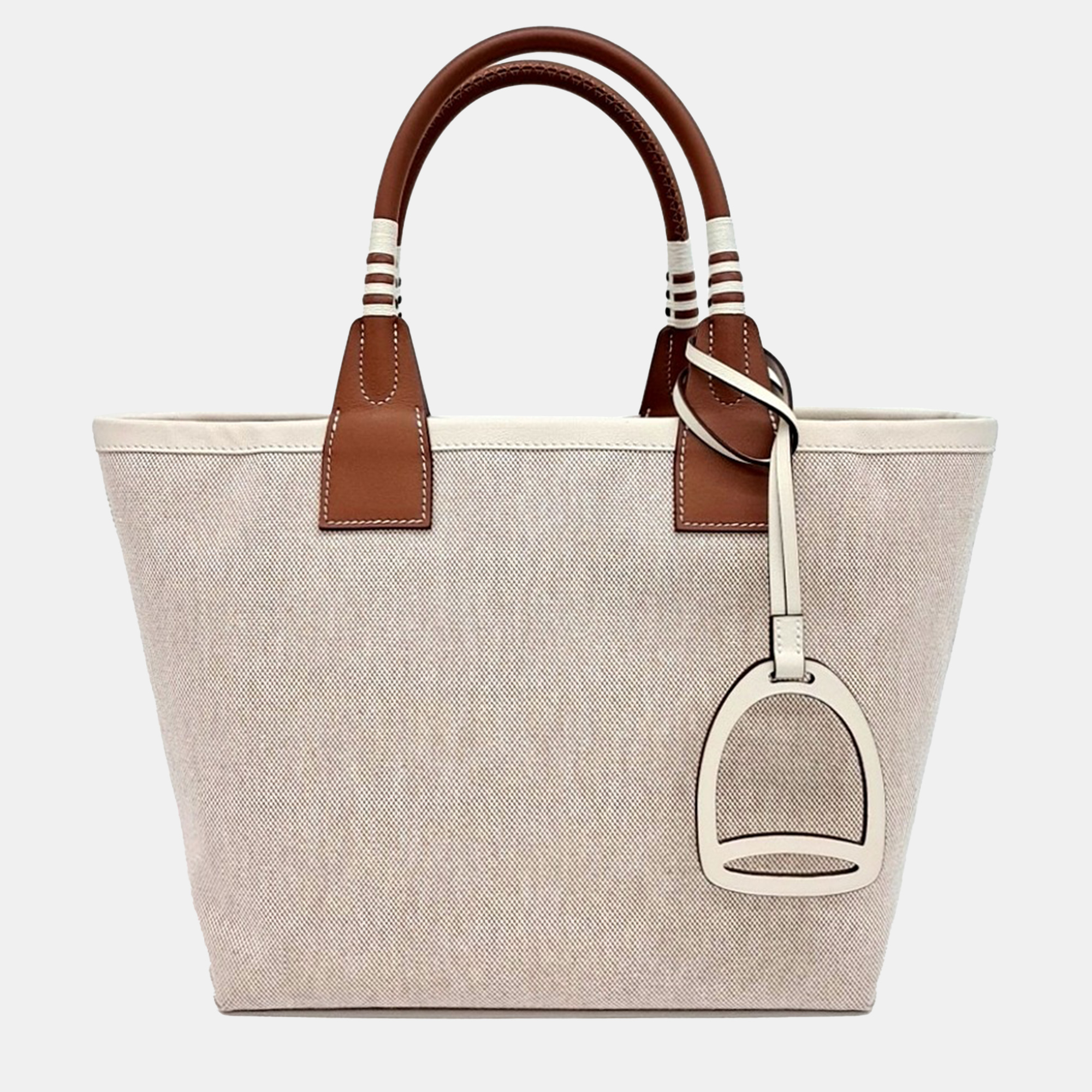 

Hermes Stipple 25 Beige Brown Canvas and Leather bag