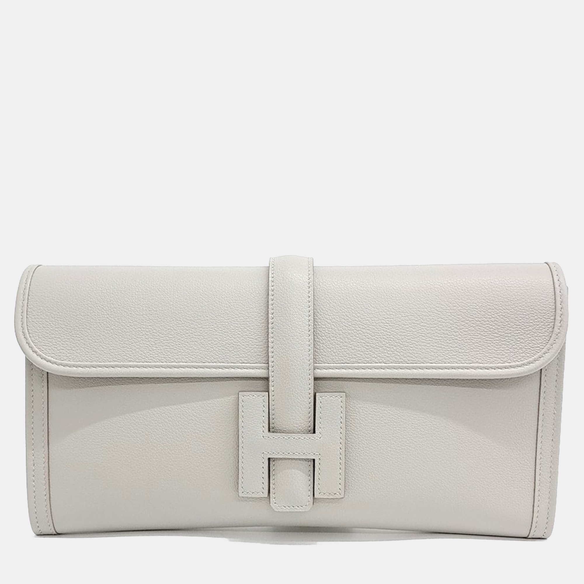 

Hermes Zize White Leather Clutch