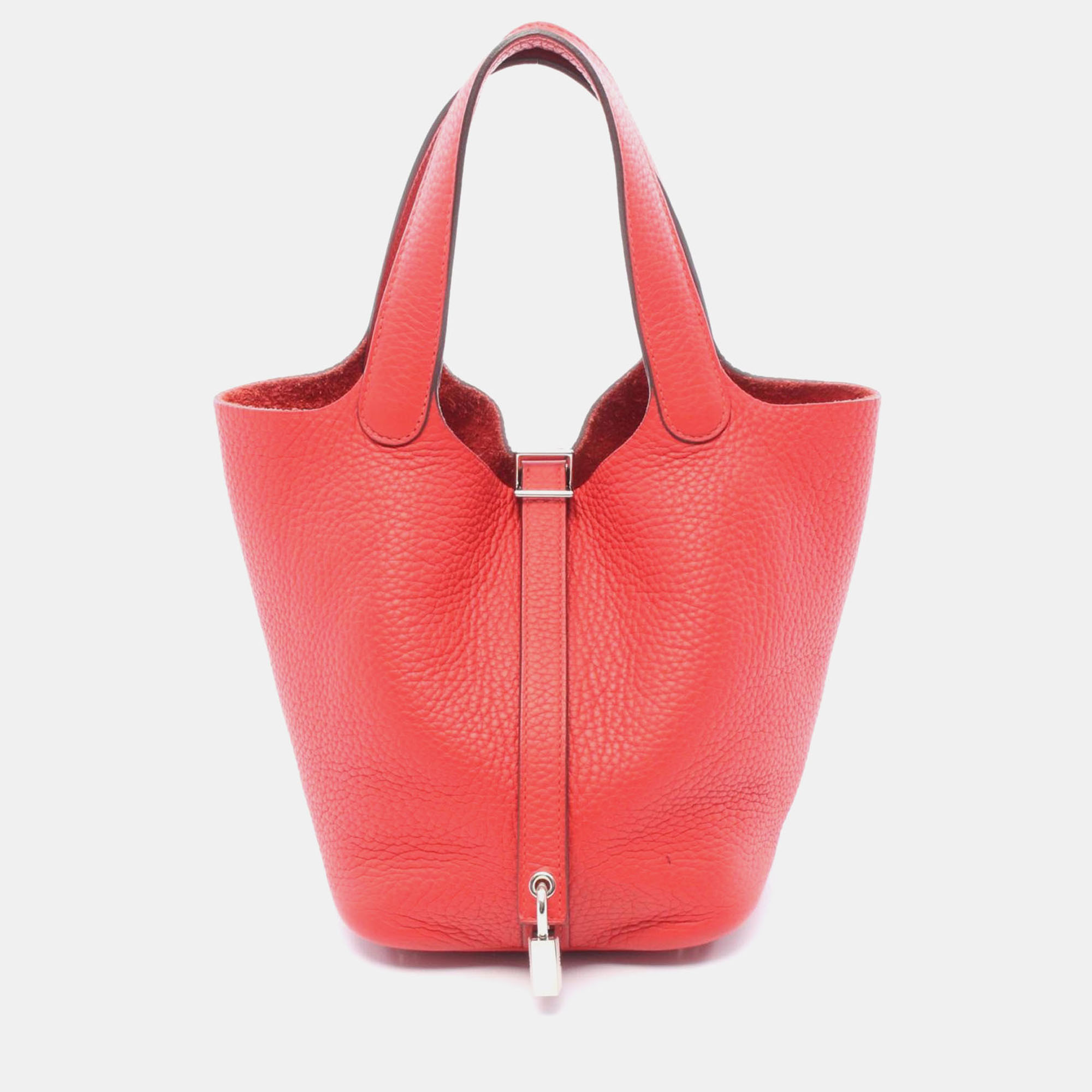 

Hermes Picotin Lock 18 Rouge Tomate Taurillon Clemence Leather Shoulder Bag, Red