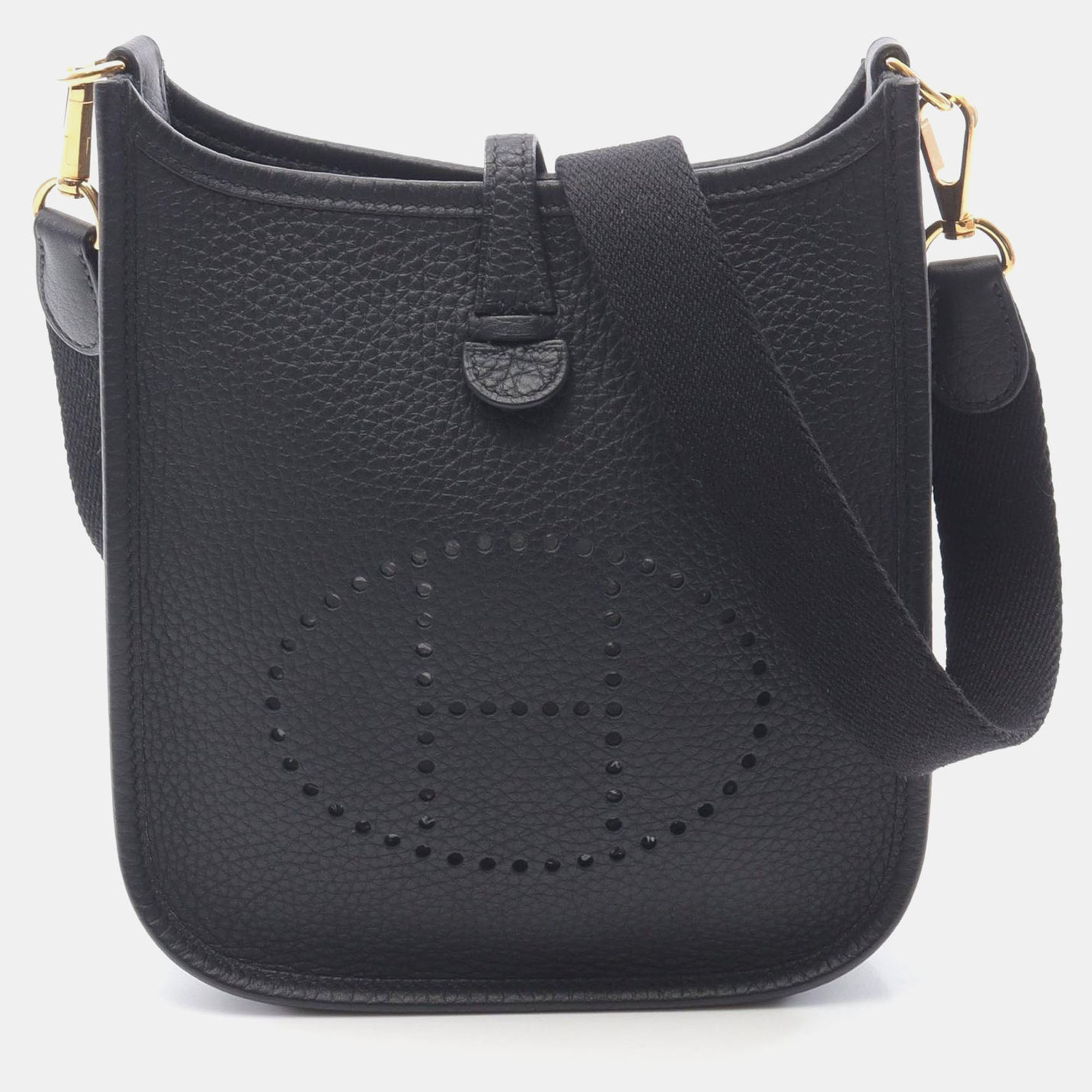 Pre-owned Hermes Evelyne Tpm Noir Black Clemence Leather Shoulder Bag