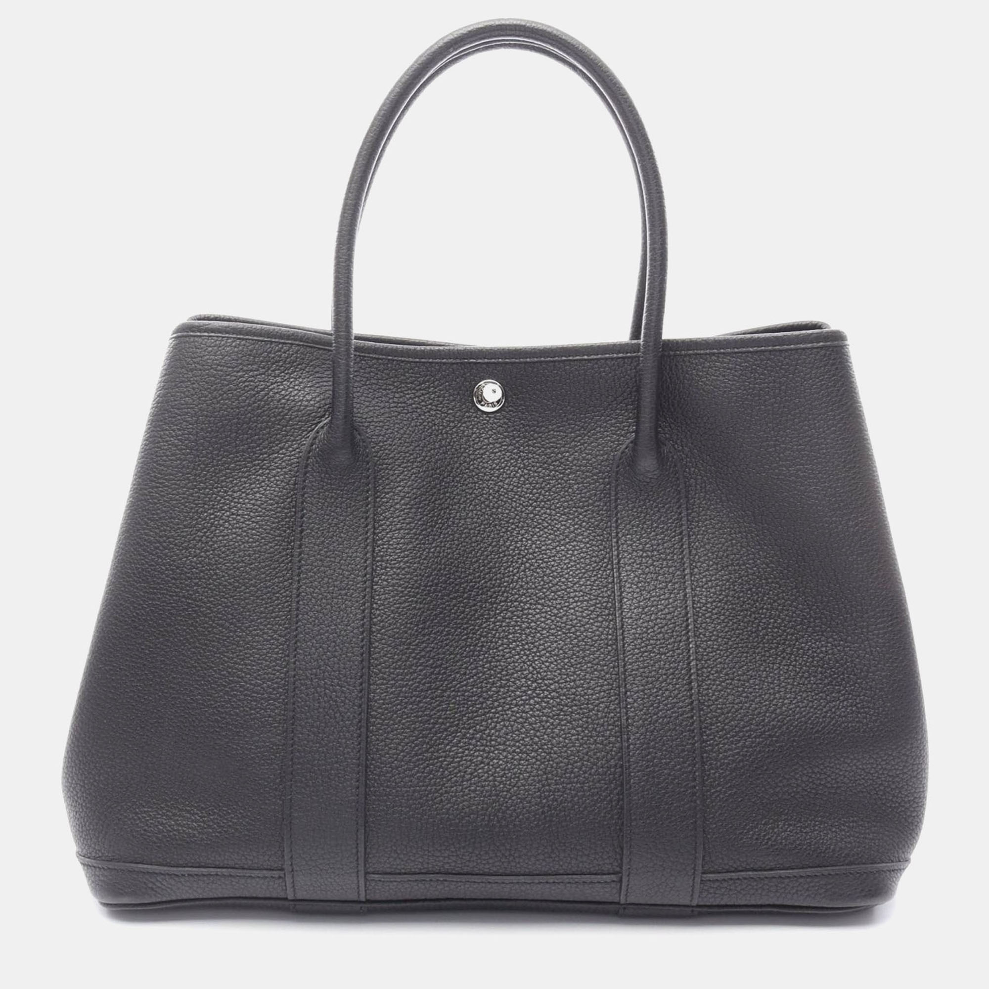 

Hermes Garden Party PM Hand Tote Bag Negonda Leather Black Shw Q