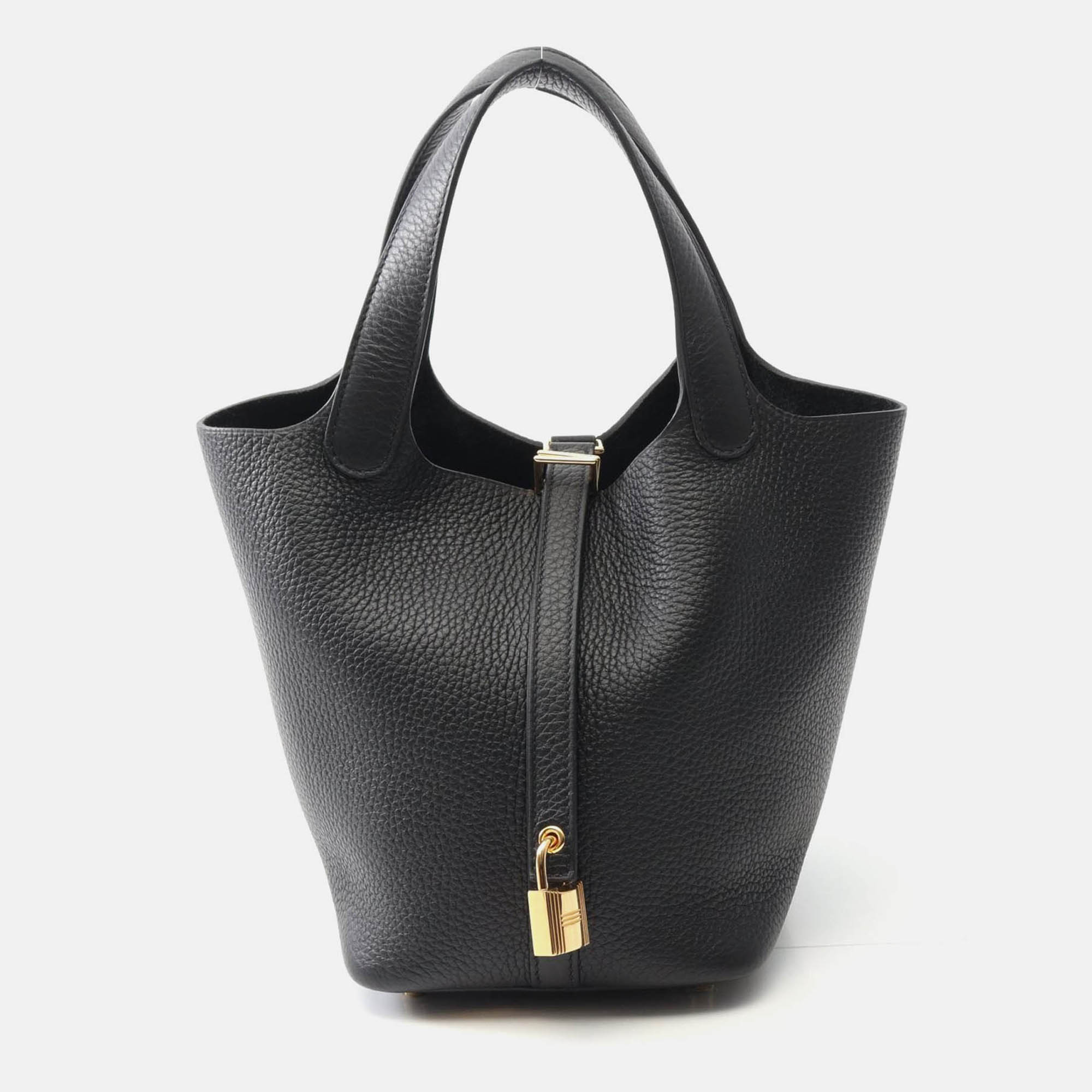 

Hermes Picotin Lock 18 Handbag Clemence Leather Black Ghw W