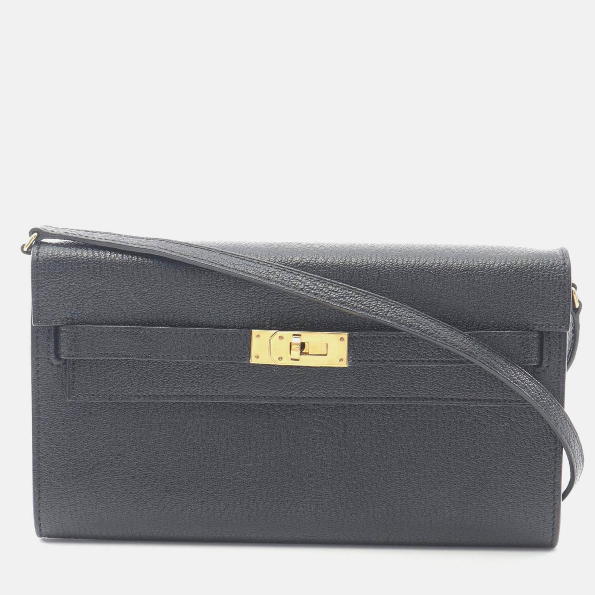 

Hermes Kelly To Go Black Chevre Leather Shoulder Bag