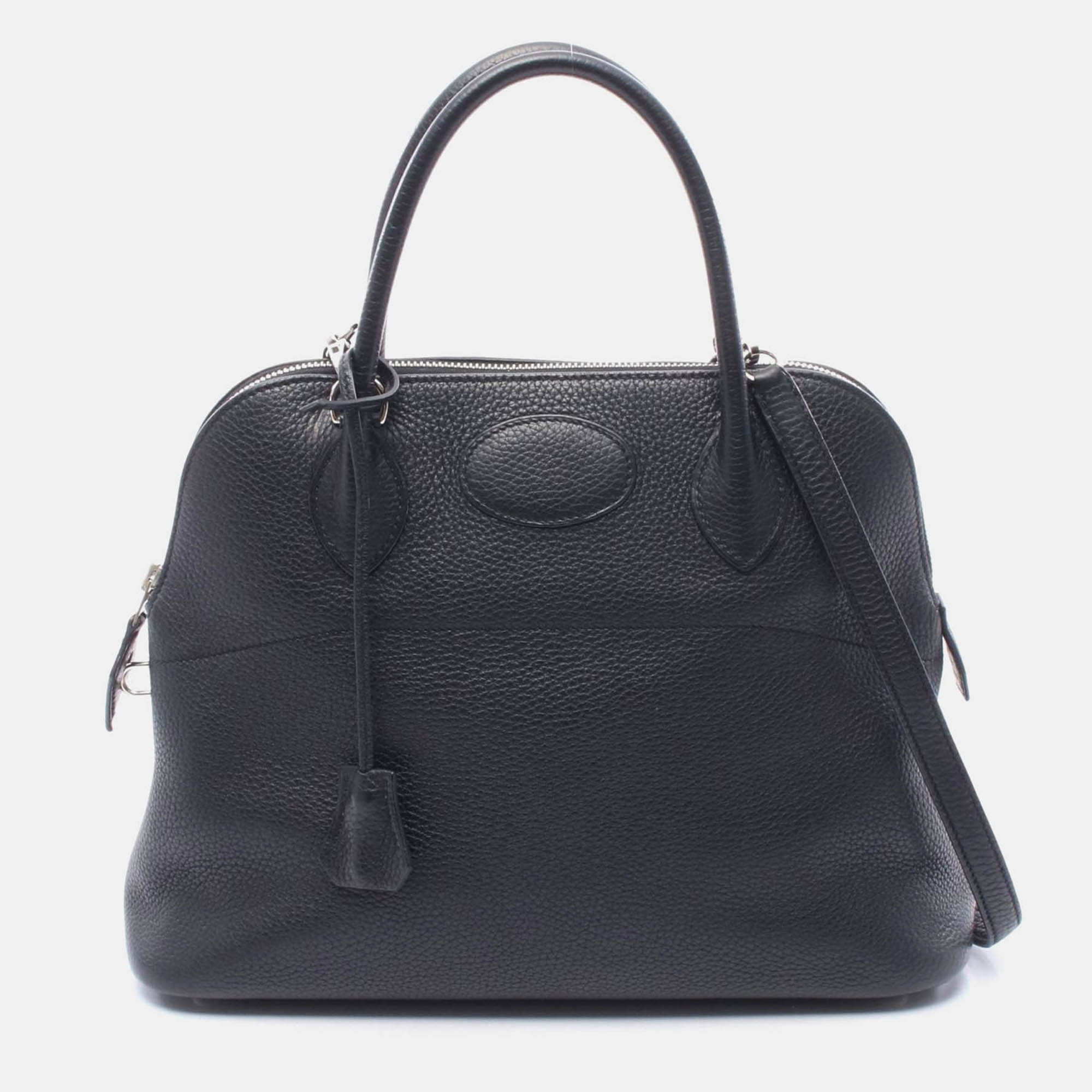 Pre-owned Hermes Bolide31 Shoulder Handbag Clemence Leather Black X Shw