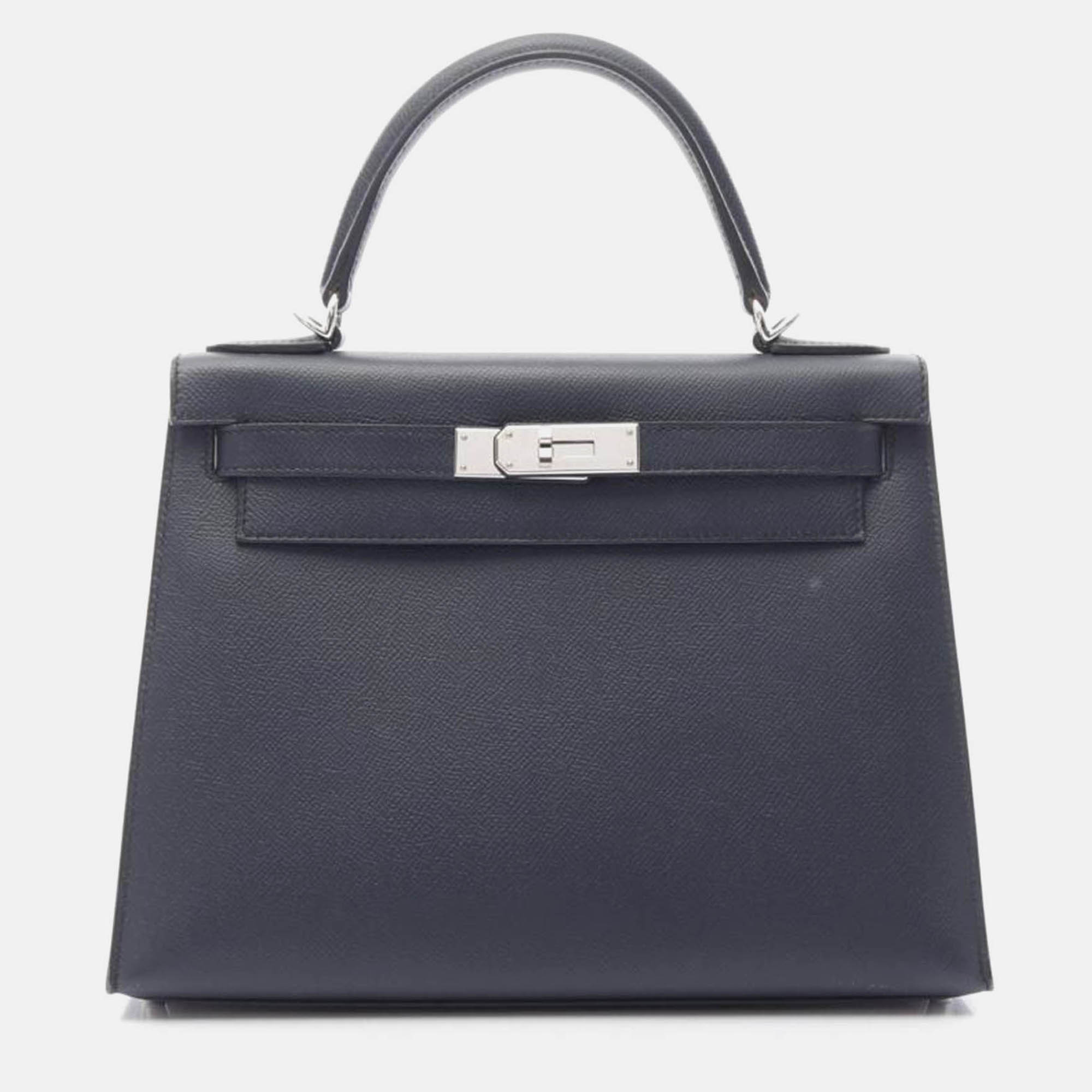 

Hermes Kelly 28 Blue Indigo Epsom Leather Bag