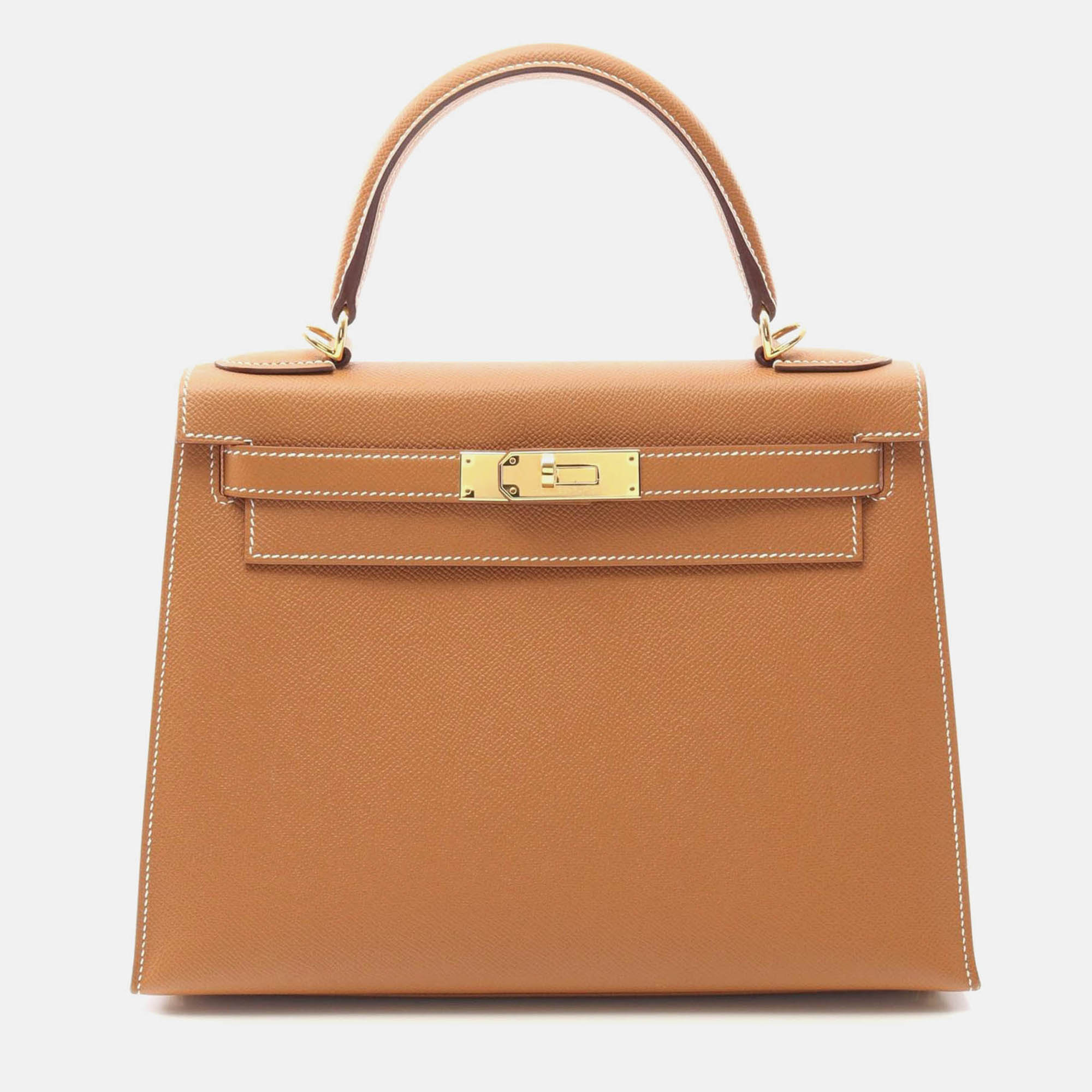

Hermes Kelly 28 Sellier Gold Epsom Leather Handbag, Brown