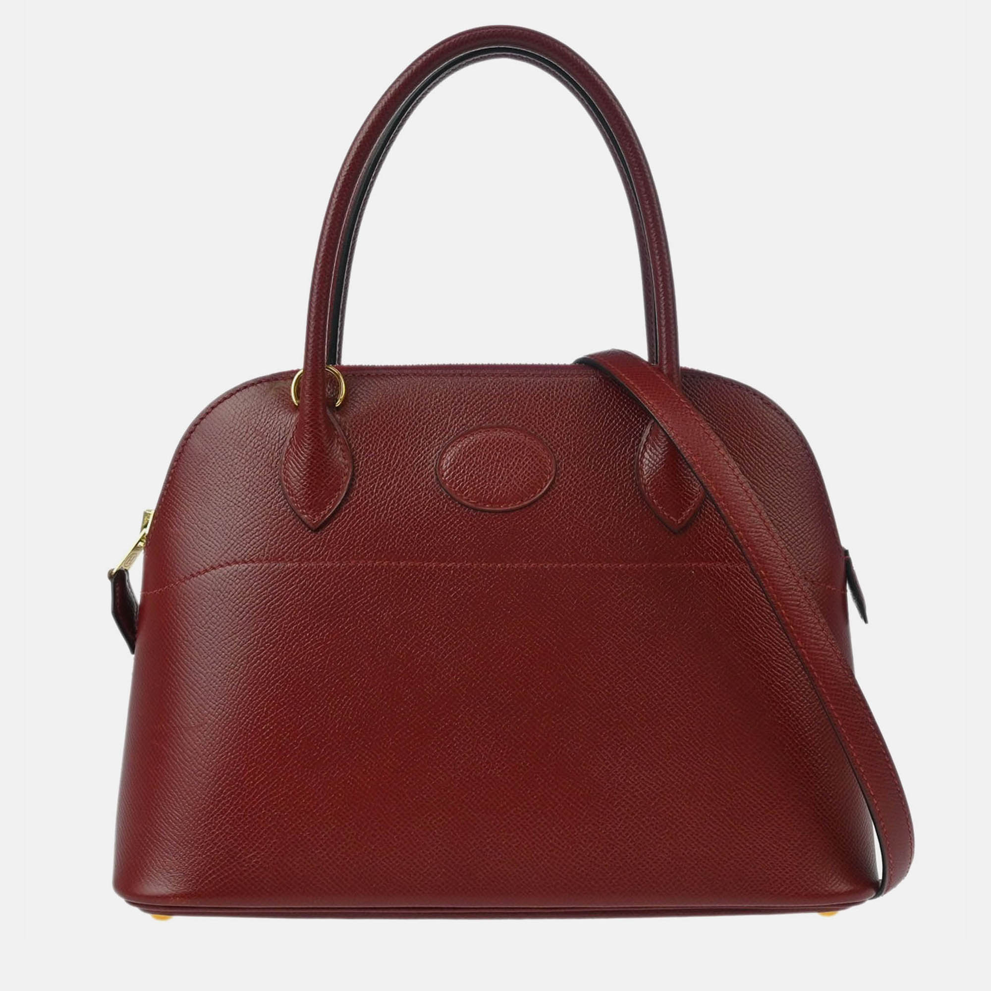 Pre-owned Hermes Rouge H Courchevel Bolide 27 2way Handbag In Burgundy