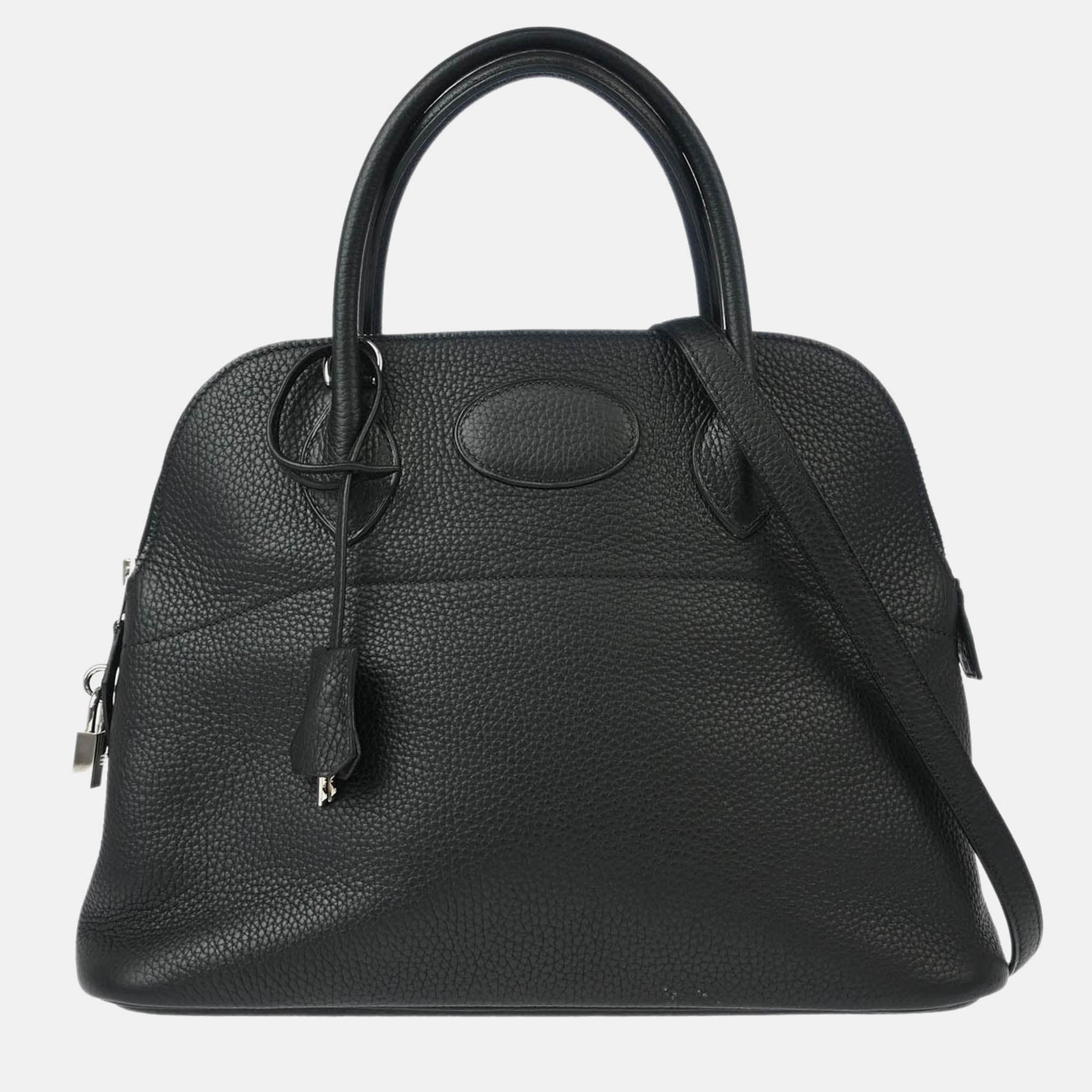 Pre-owned Hermes Black Taurillon Clemence Bolide 31 2way Handbag