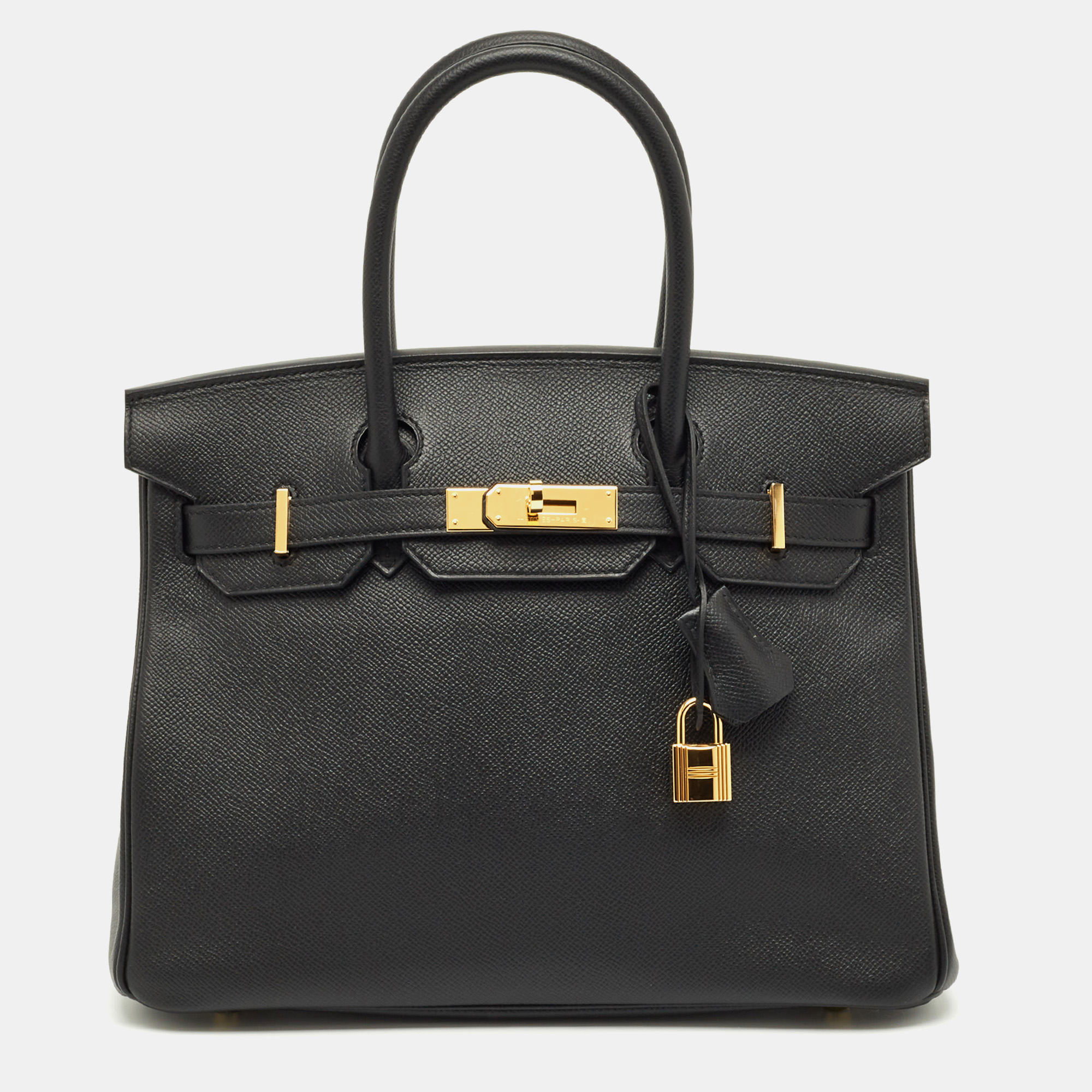 

Hermes Noir Epsom Leather Gold Finish Birkin 30 Bag, Black