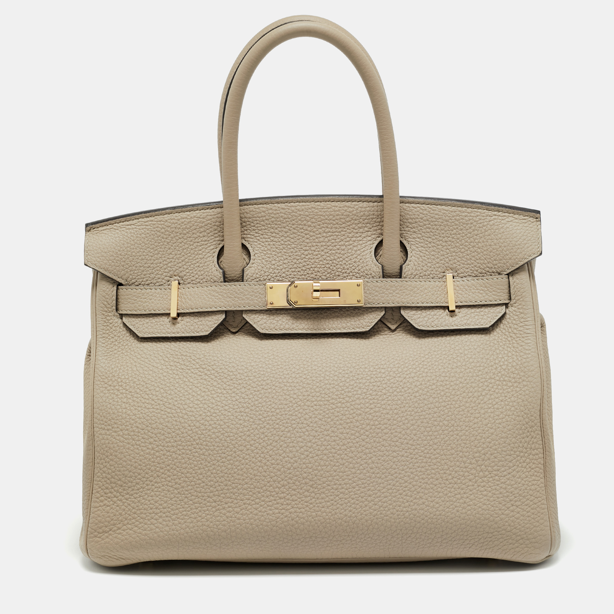 

Hermes Gris Tourterelle Togo Leather Gold Finish Birkin 30 Bag, Grey