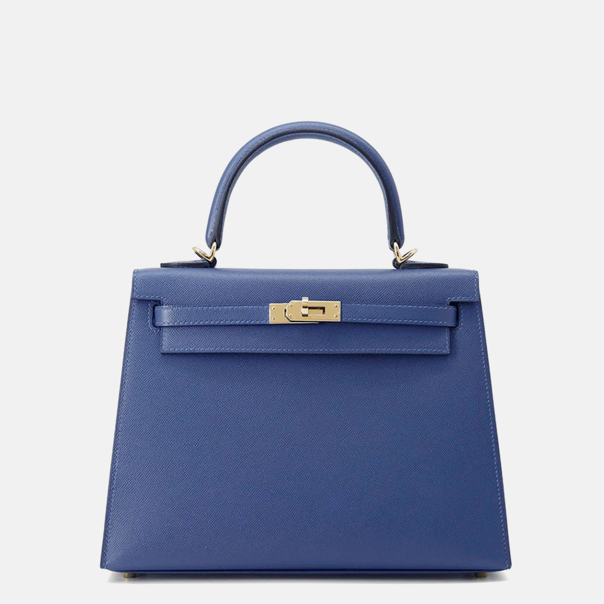 

Hermes Kelly Sellier 25 Blue Tie Veau Madame Bag