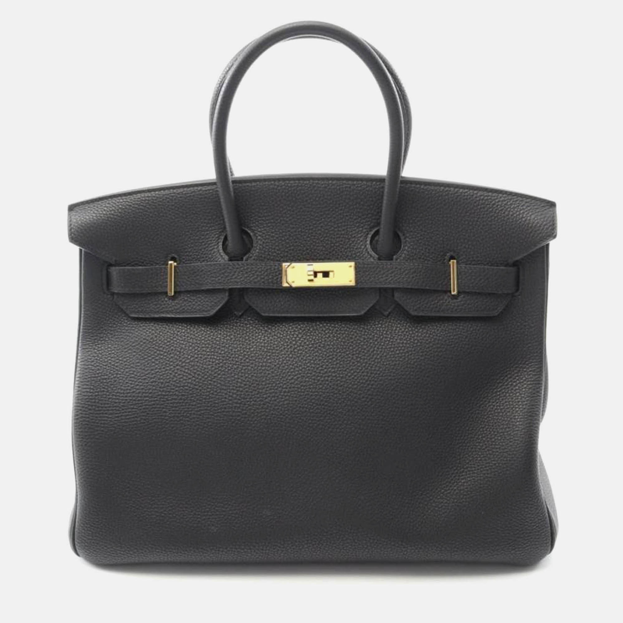 

Hermes Birkin 35 Black Leather Bag