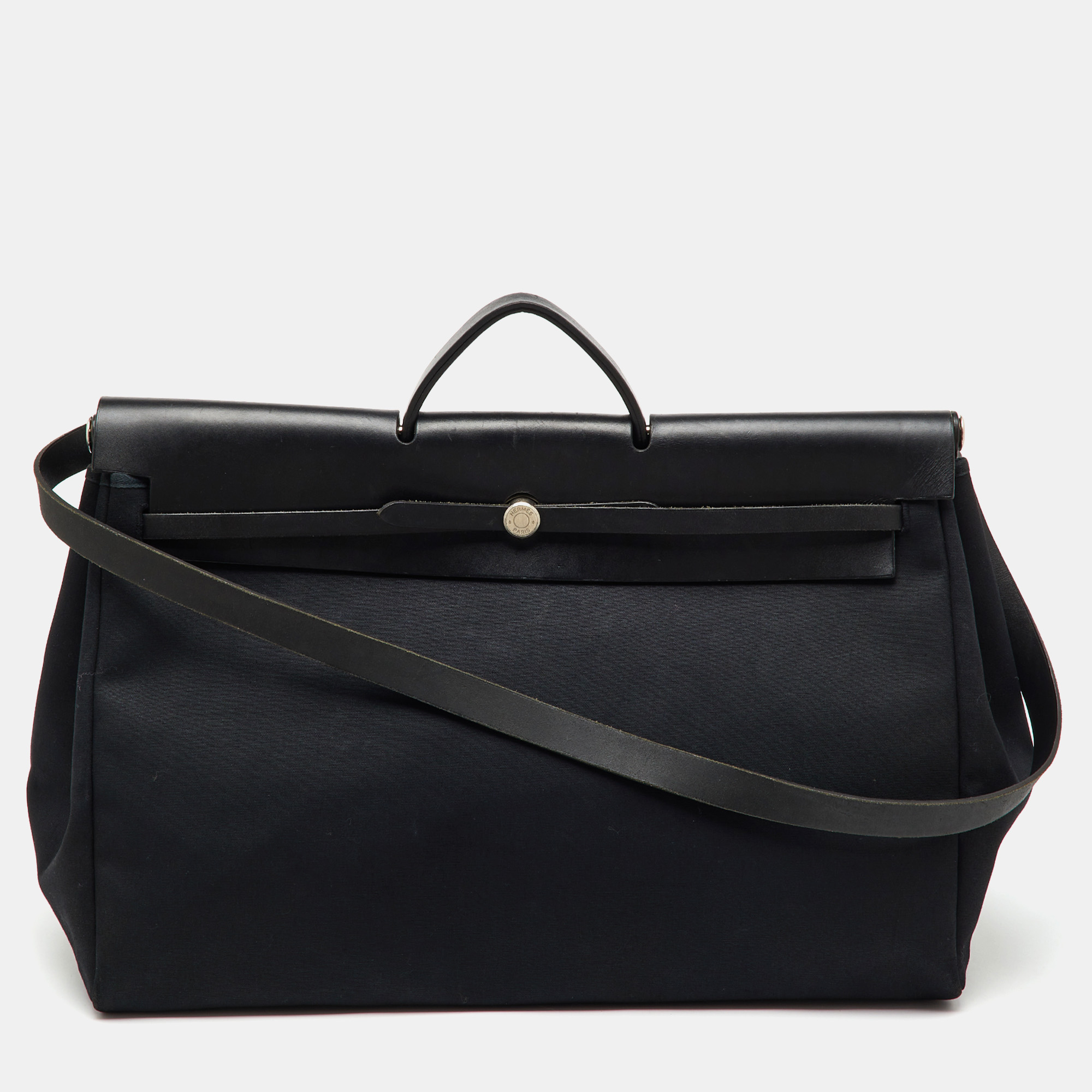 

Hermes Black Canvas and Leather Herbag 50 Bag