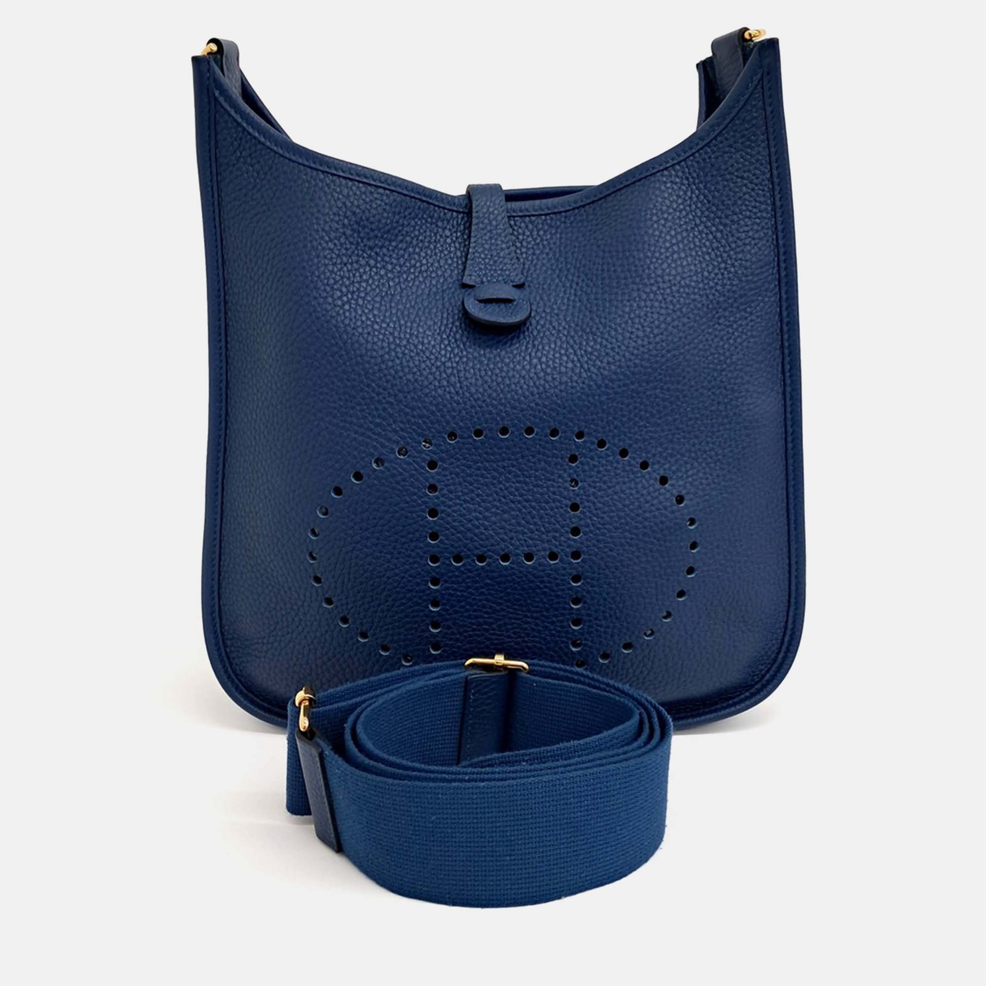 

Hermes Evelyn 29 Blue Leather Bag