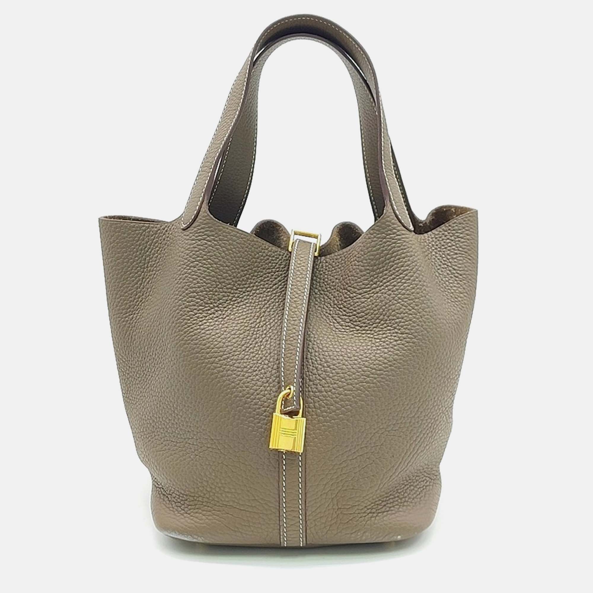 

Hermes Rock Picotin 22 Grey Leather Bag