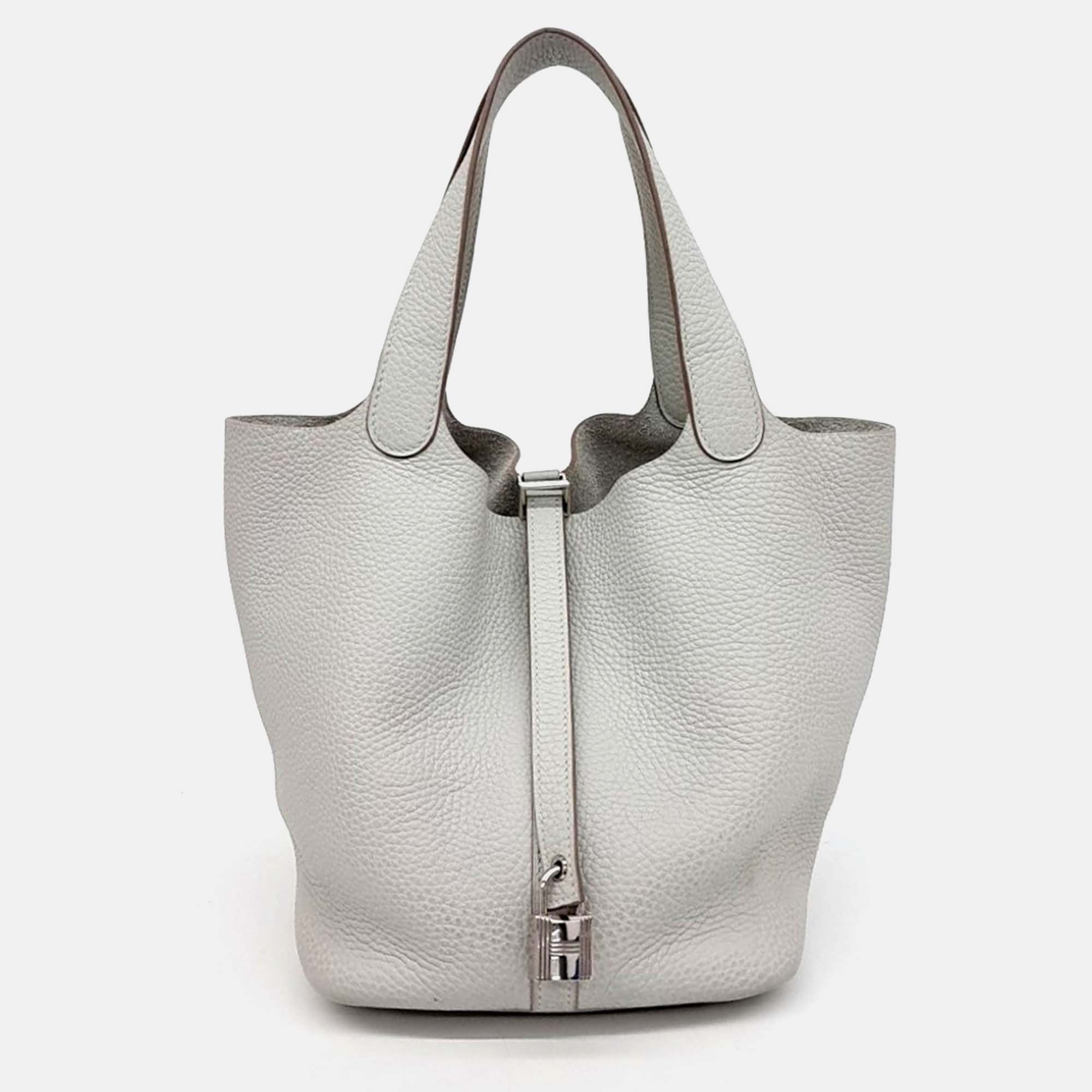 

Hermes Rock Picotan 22 Grey Leather Bag