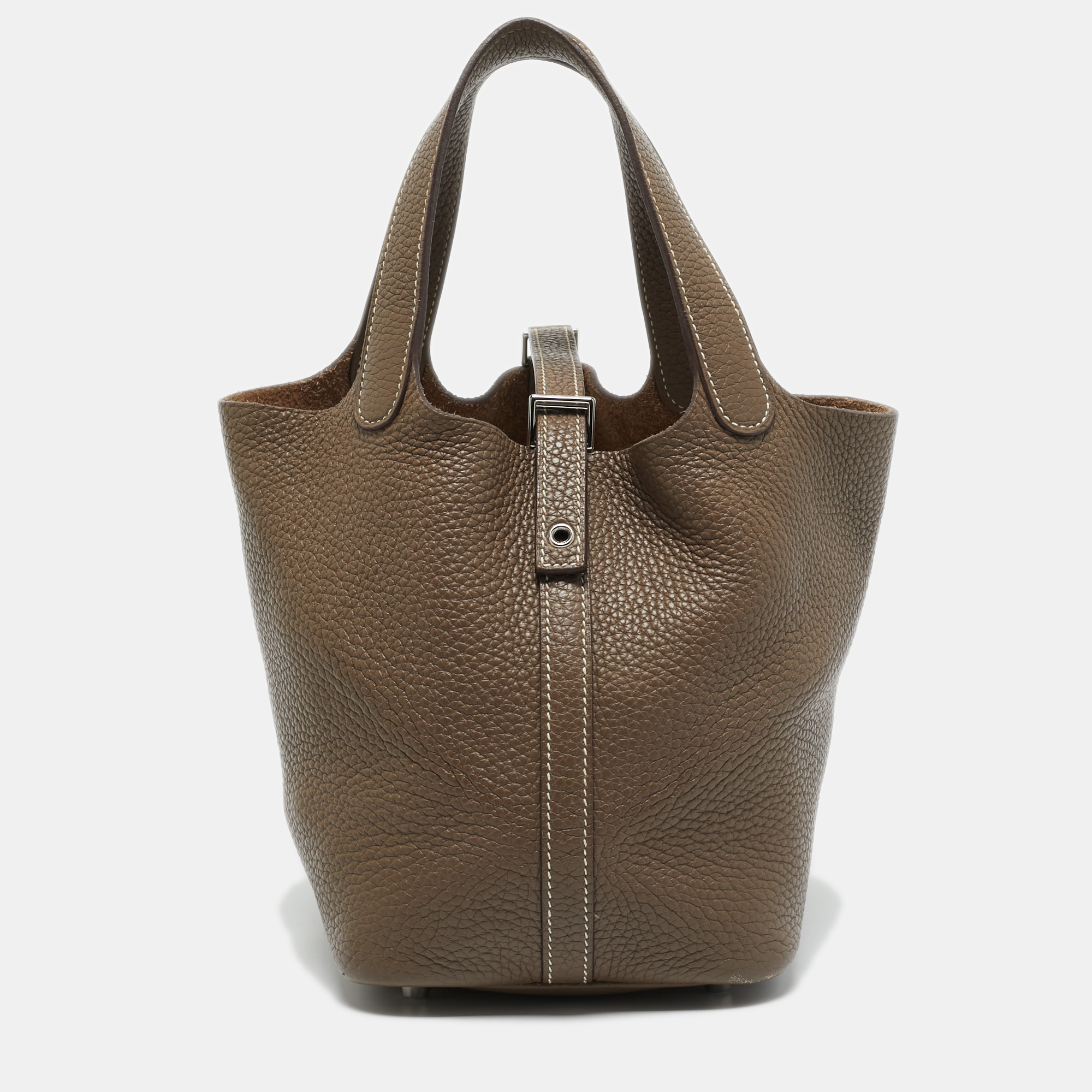 

Hermès Etoupe Grey Taurillon Clemence Leather Picotin Lock 18 Bag