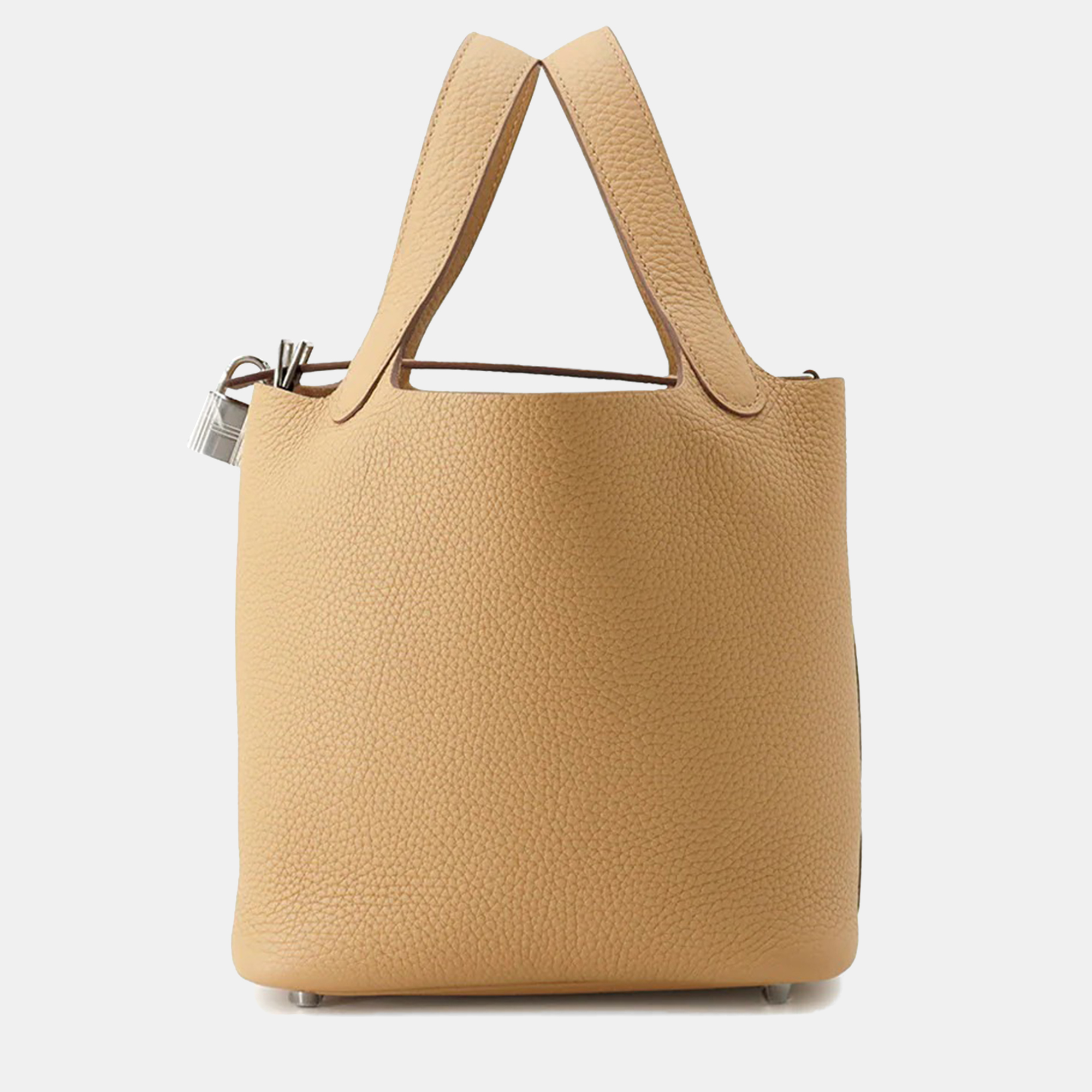 Pre-owned Hermes Picotin Lock Biscuit Taurillon Clemence Pm In Brown