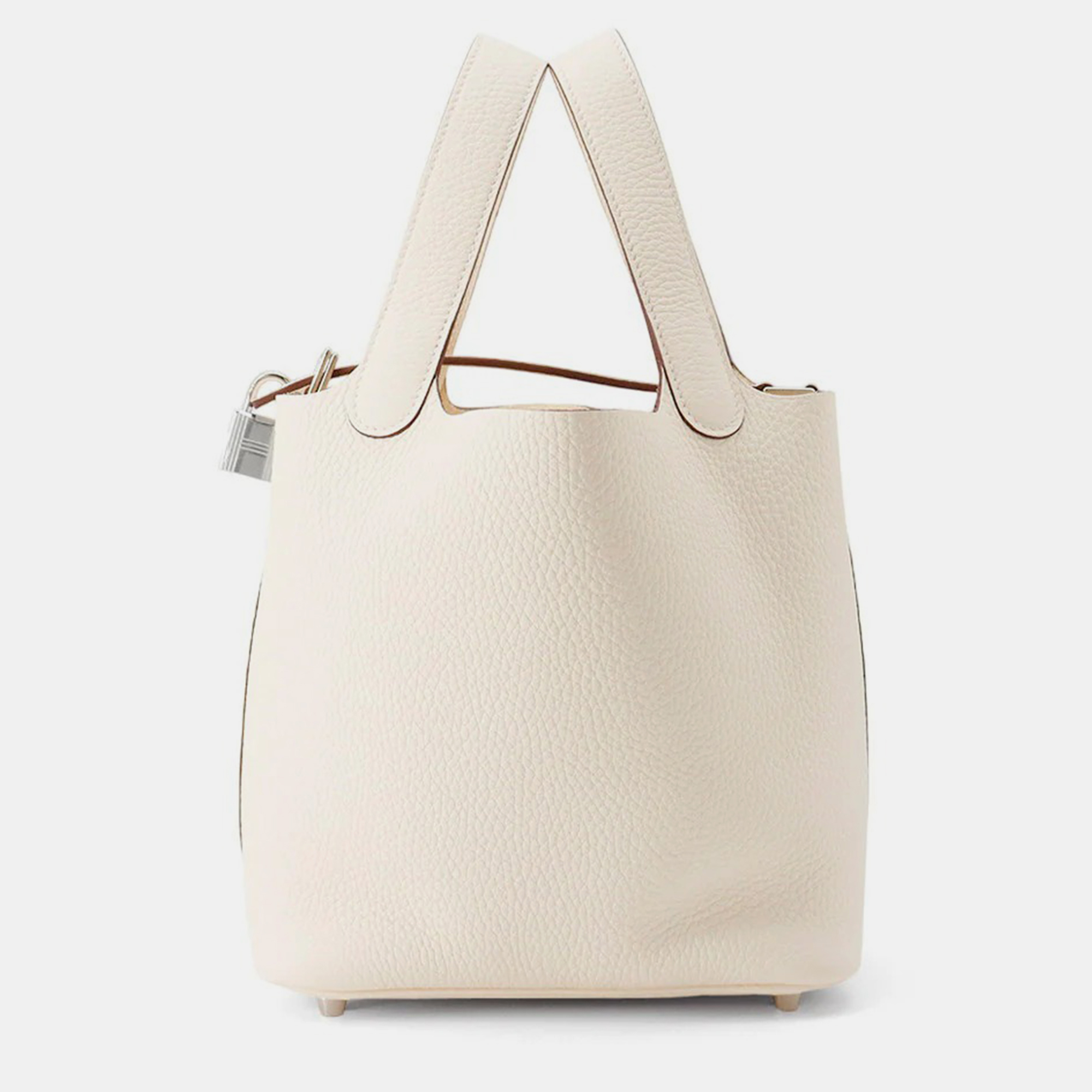 

Hermes Picotin Lock 18 Nata Taurillon Clemence Leather Tote Bag, White