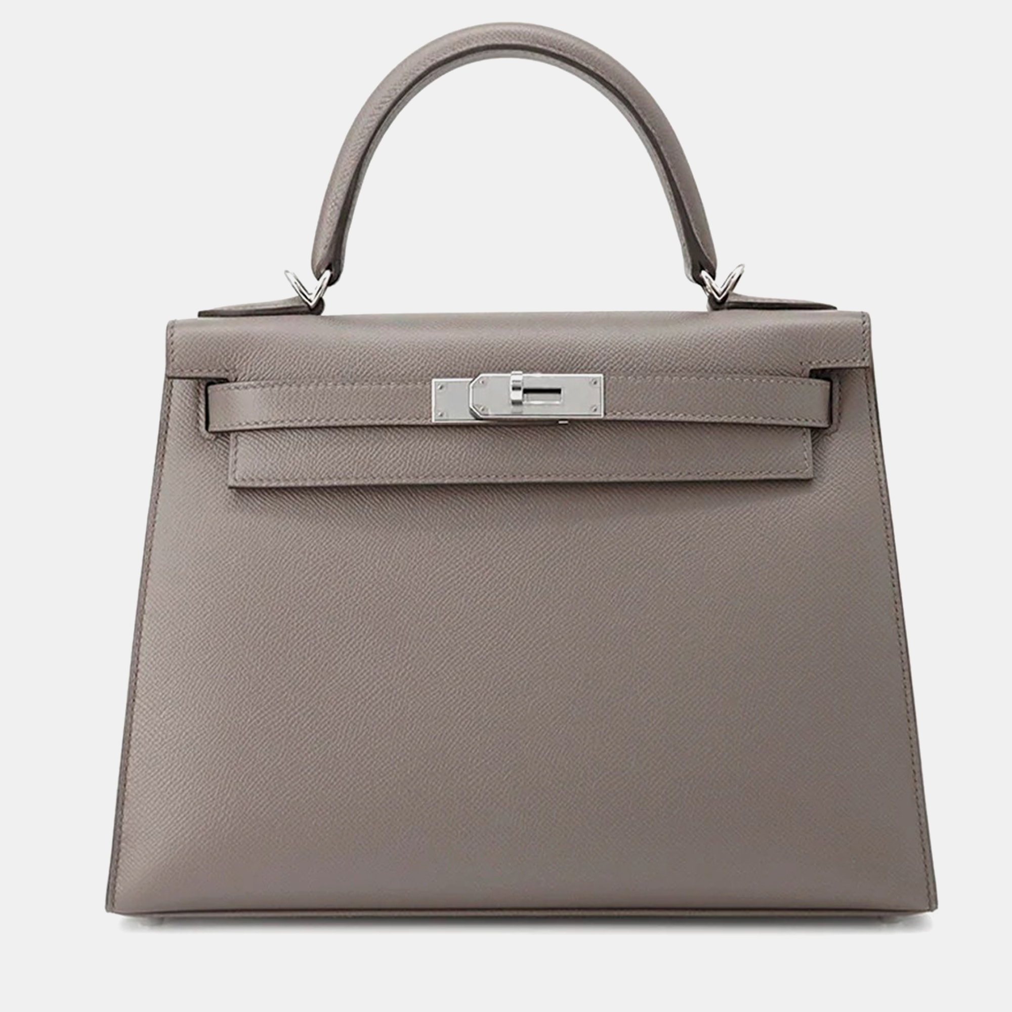 

Hermes Kelly Sellier 28 Etain Epsom Leather Shoulder Bag, Grey