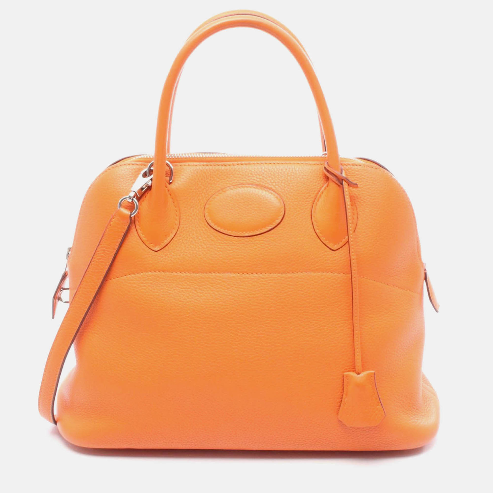Pre-owned Hermes Bolide31 Orange Clemence Leather Handbag