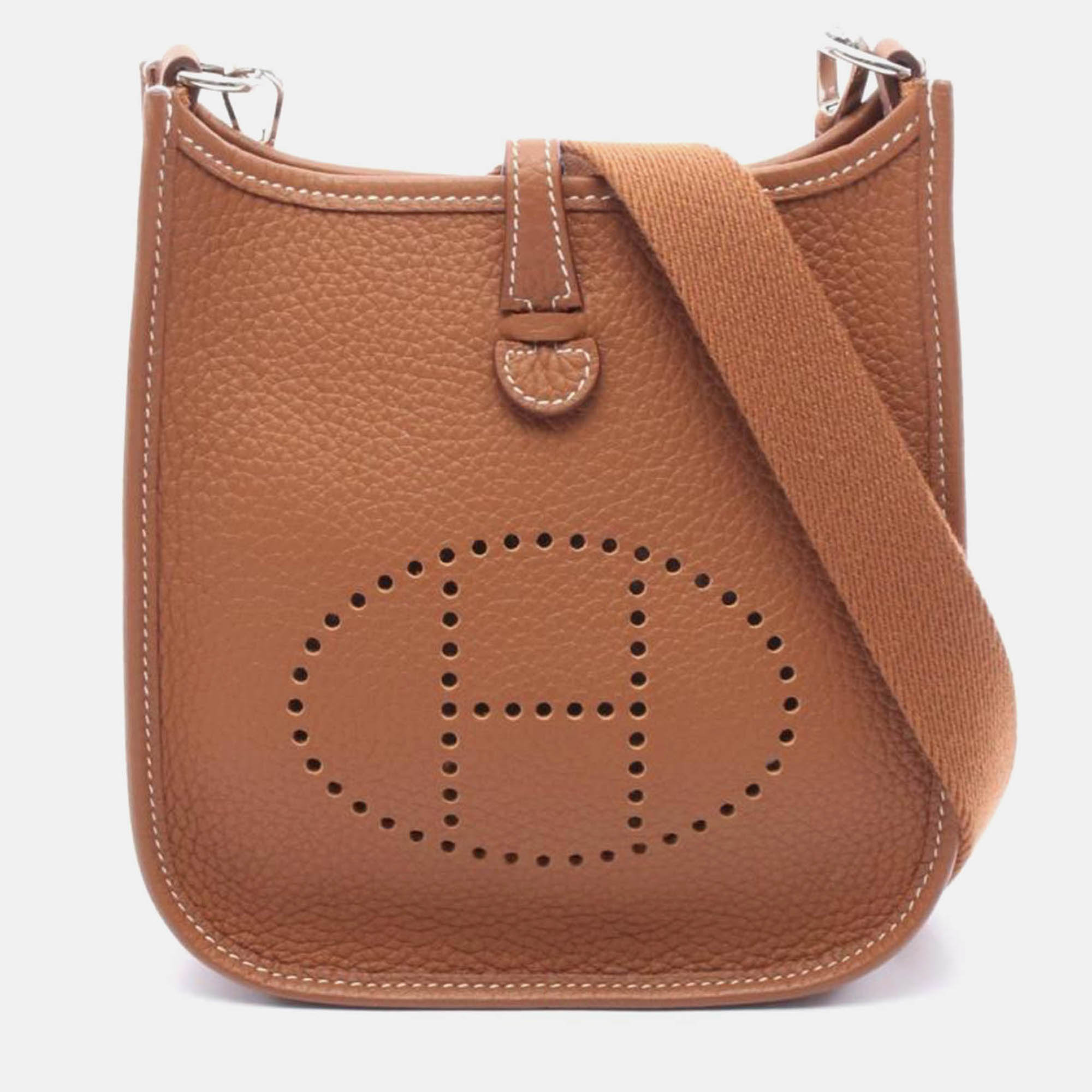 

Hermes Evelyne Brown Clemence Leather Handbag TPM