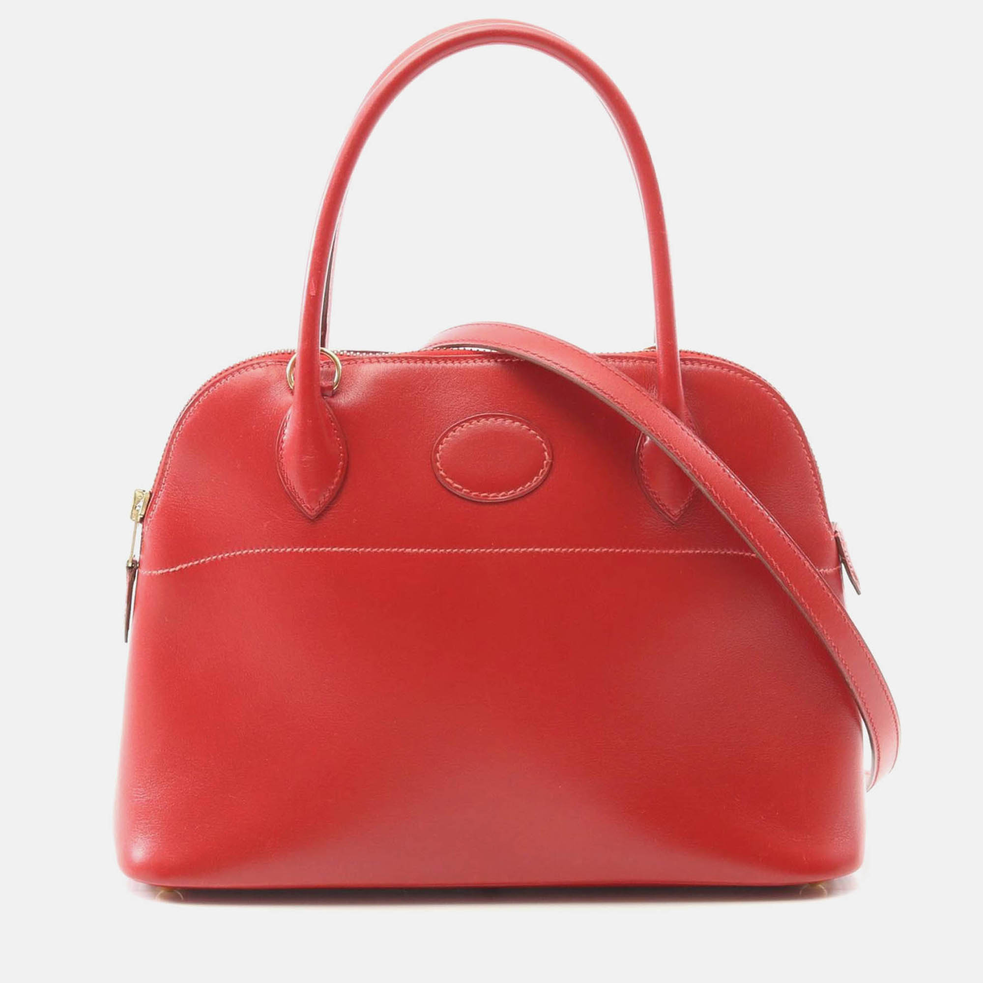 

Hermes Bolide27 Rouge Vif Box Calf Handbag W GHW, Red