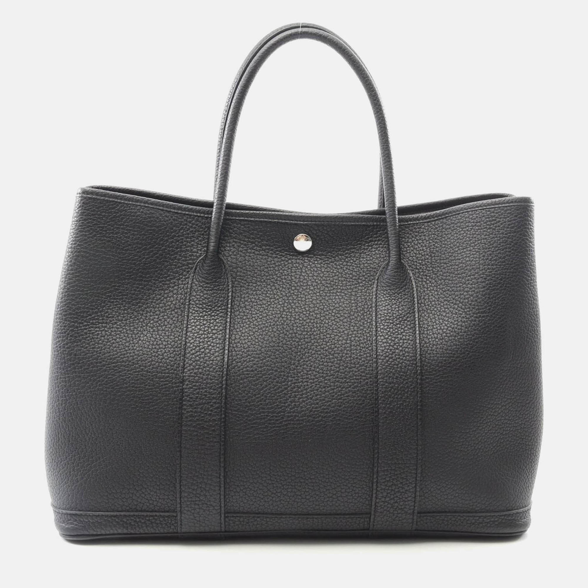 

Hermes Garden Party Black Negonda Leather Tote PM