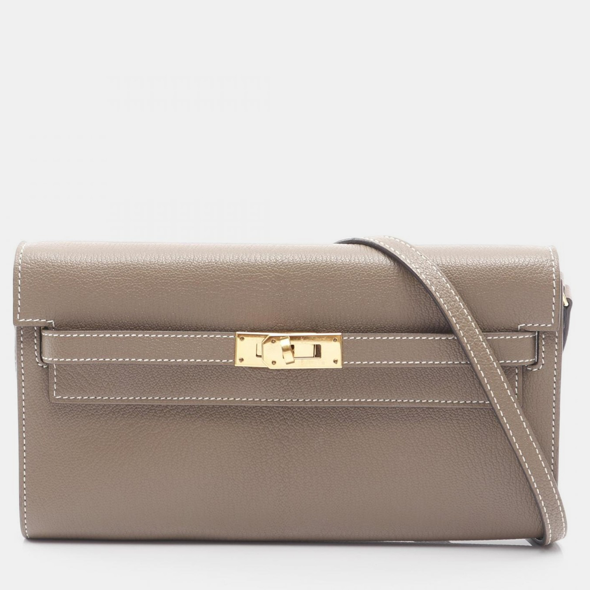 

Hermes Kelly To Go Beige Etoupe Chevre Leather Shoulder Bag Z H080253CC, Brown