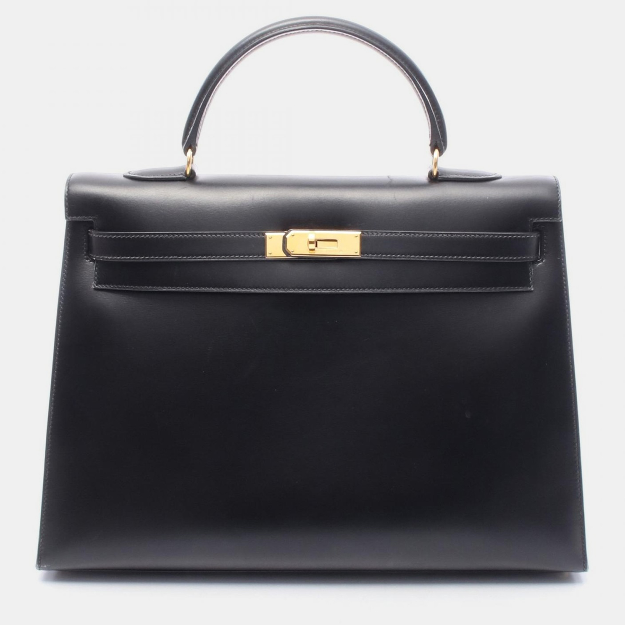 

Hermes Kelly 35 Black Box Calf Leather Handbag