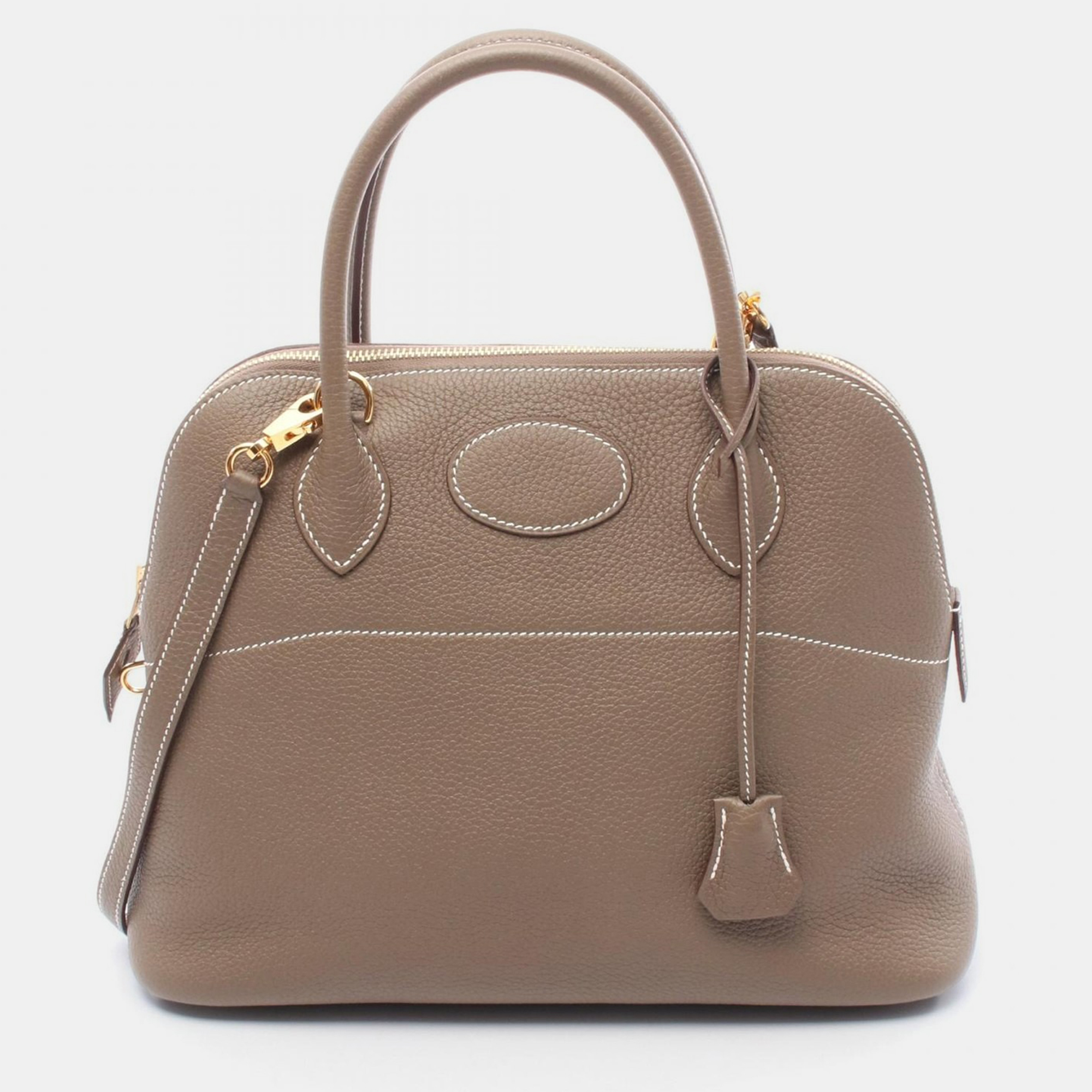 Pre-owned Hermes Bolide31 Brown Etoupe Grey Clemence Leather Handbag