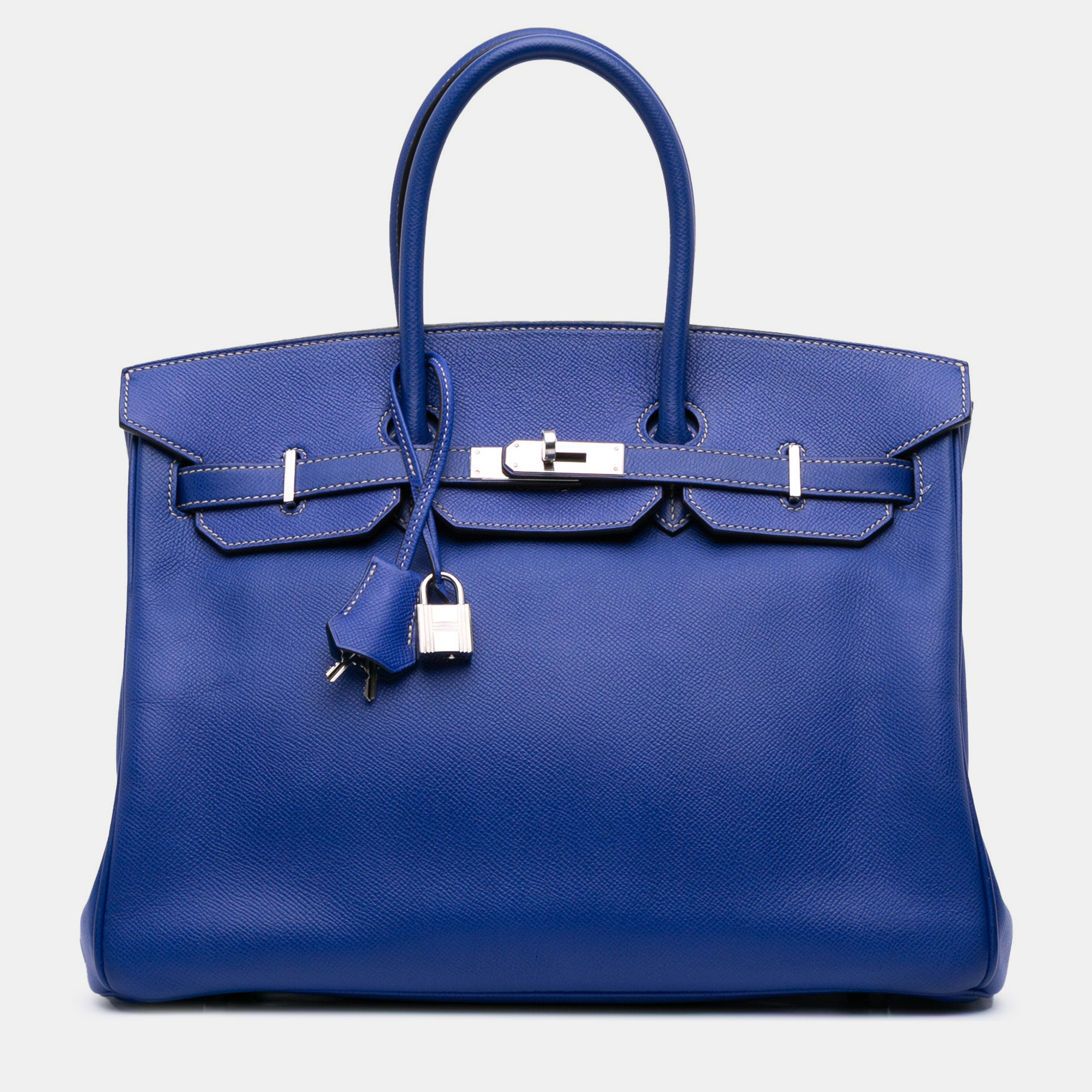 

Hermes Birkin 35 Blue Epsom Leather Shoulder Bag